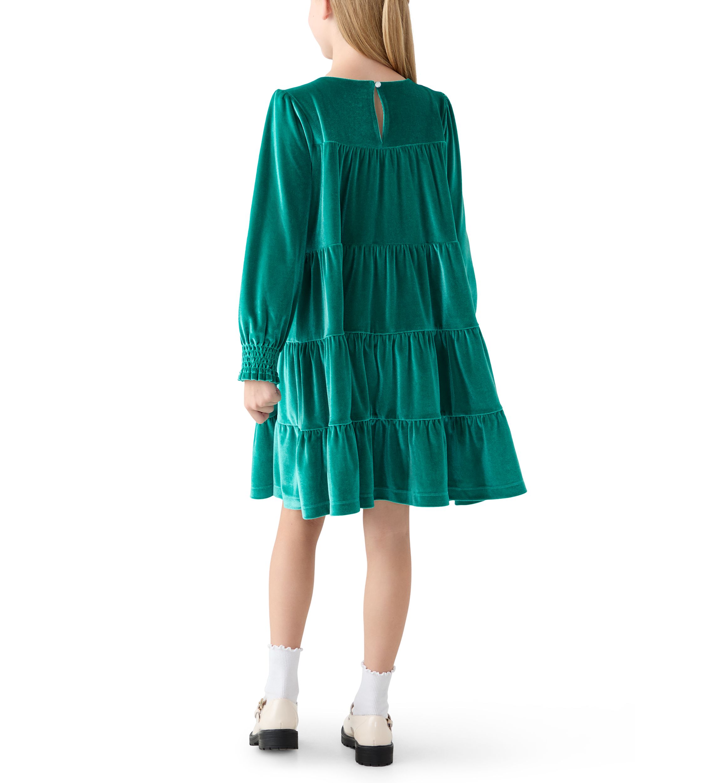 Girls 7-16 Tiered Velvet Dress