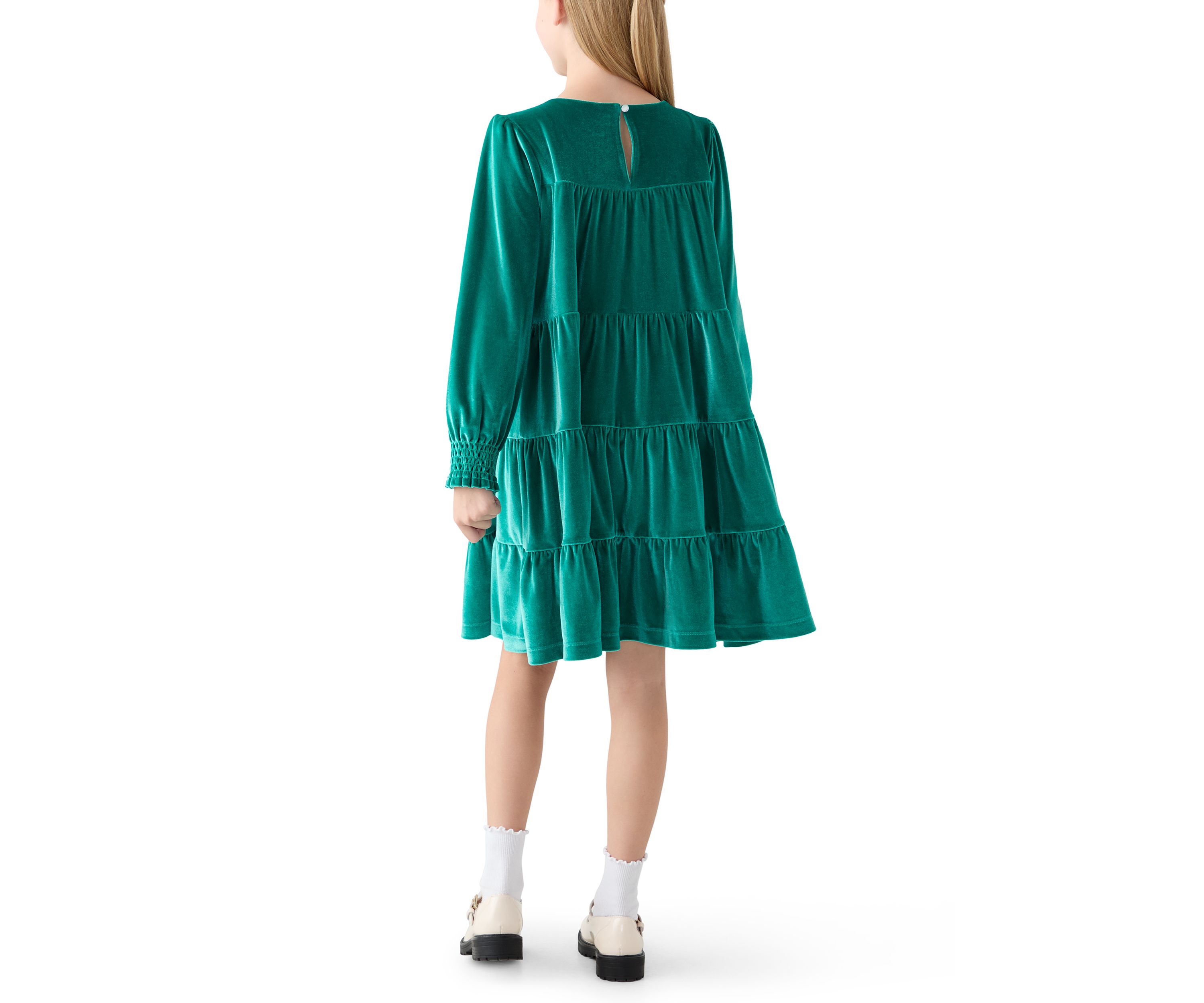 Girls 7-16 Tiered Velvet Dress