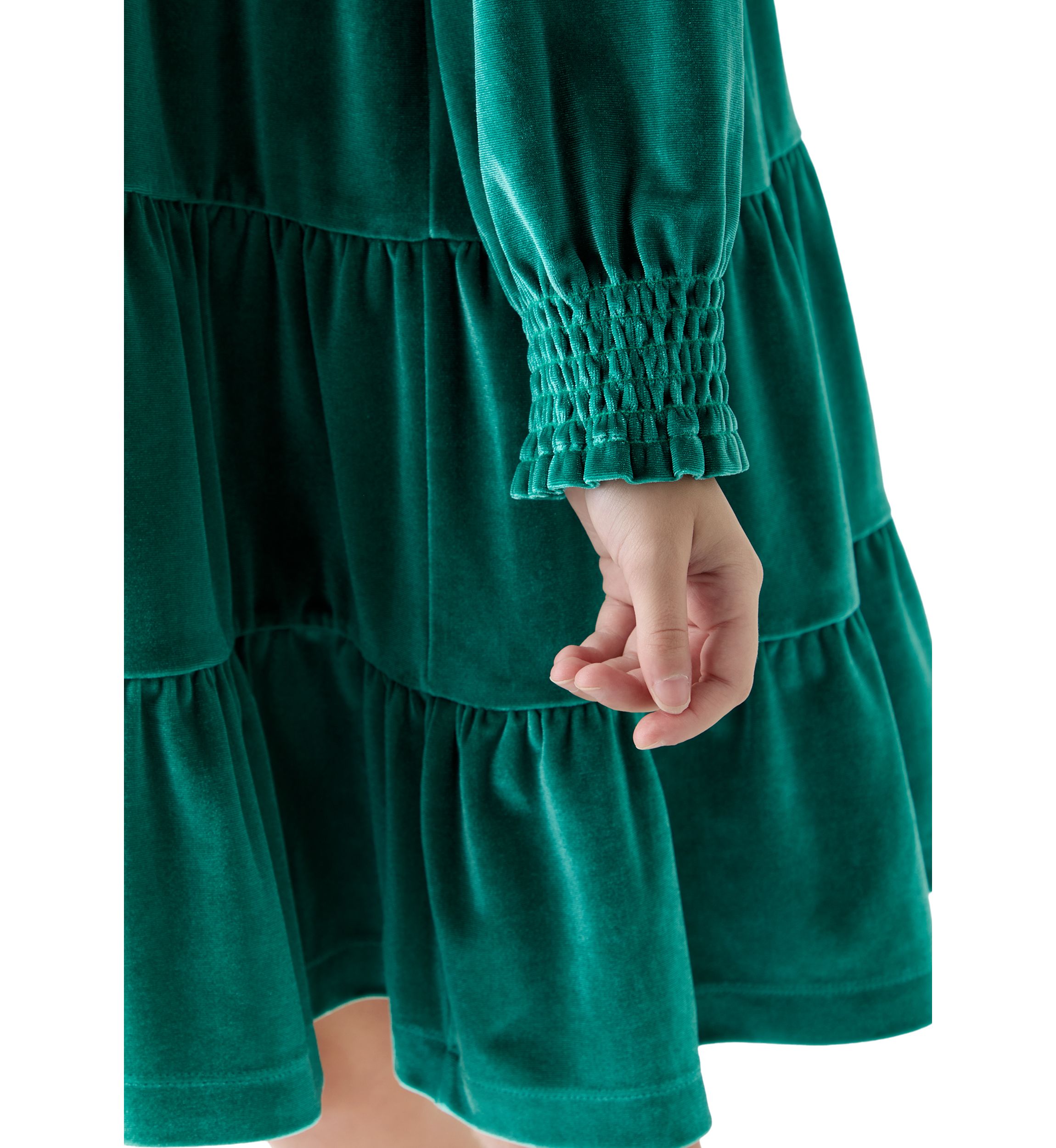 Girls 7-16 Tiered Velvet Dress