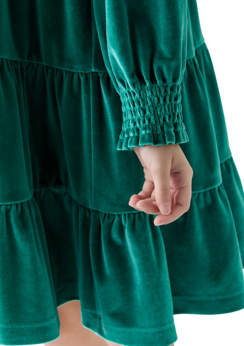 Girls 7-16 Tiered Velvet Dress