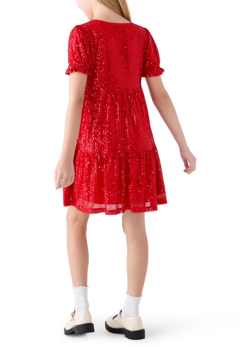 Girls 7-16 Tiered Sequin Dress