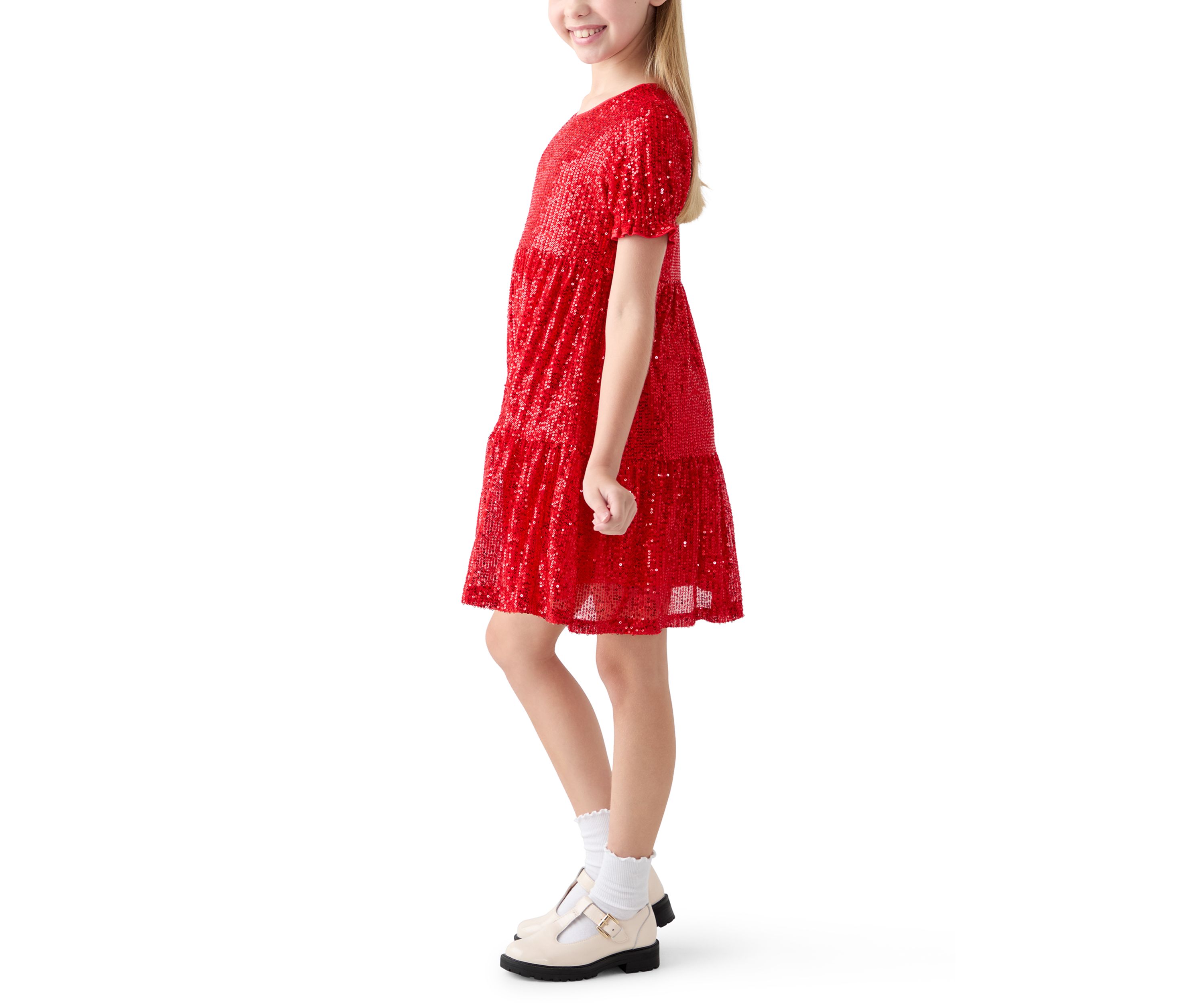 Girls 7-16 Tiered Sequin Dress