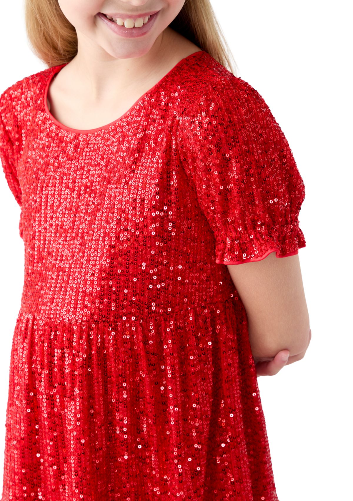 Girls 7-16 Tiered Sequin Dress