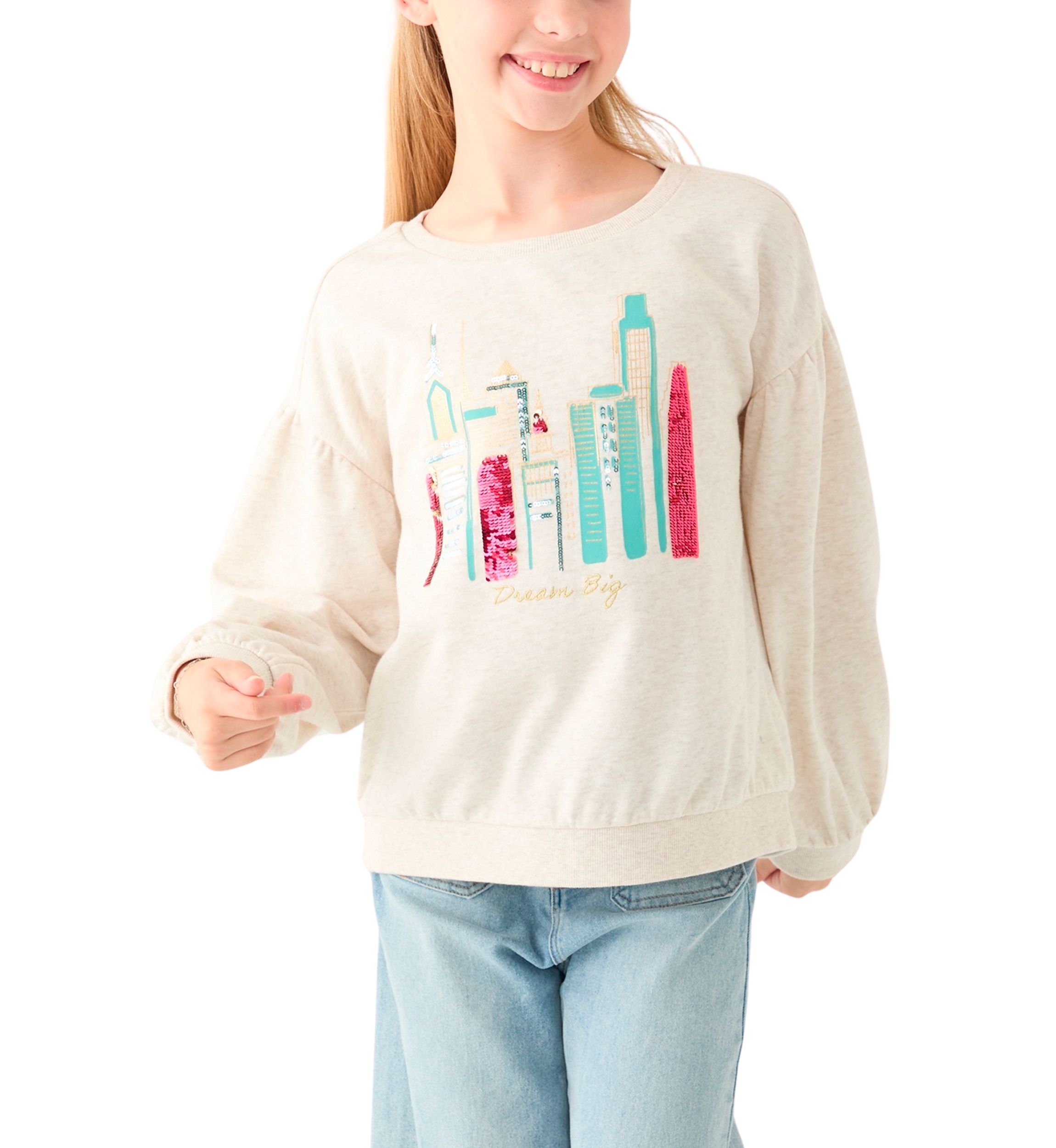 Girls 7-16 Puff Sleeve Sweatshirt