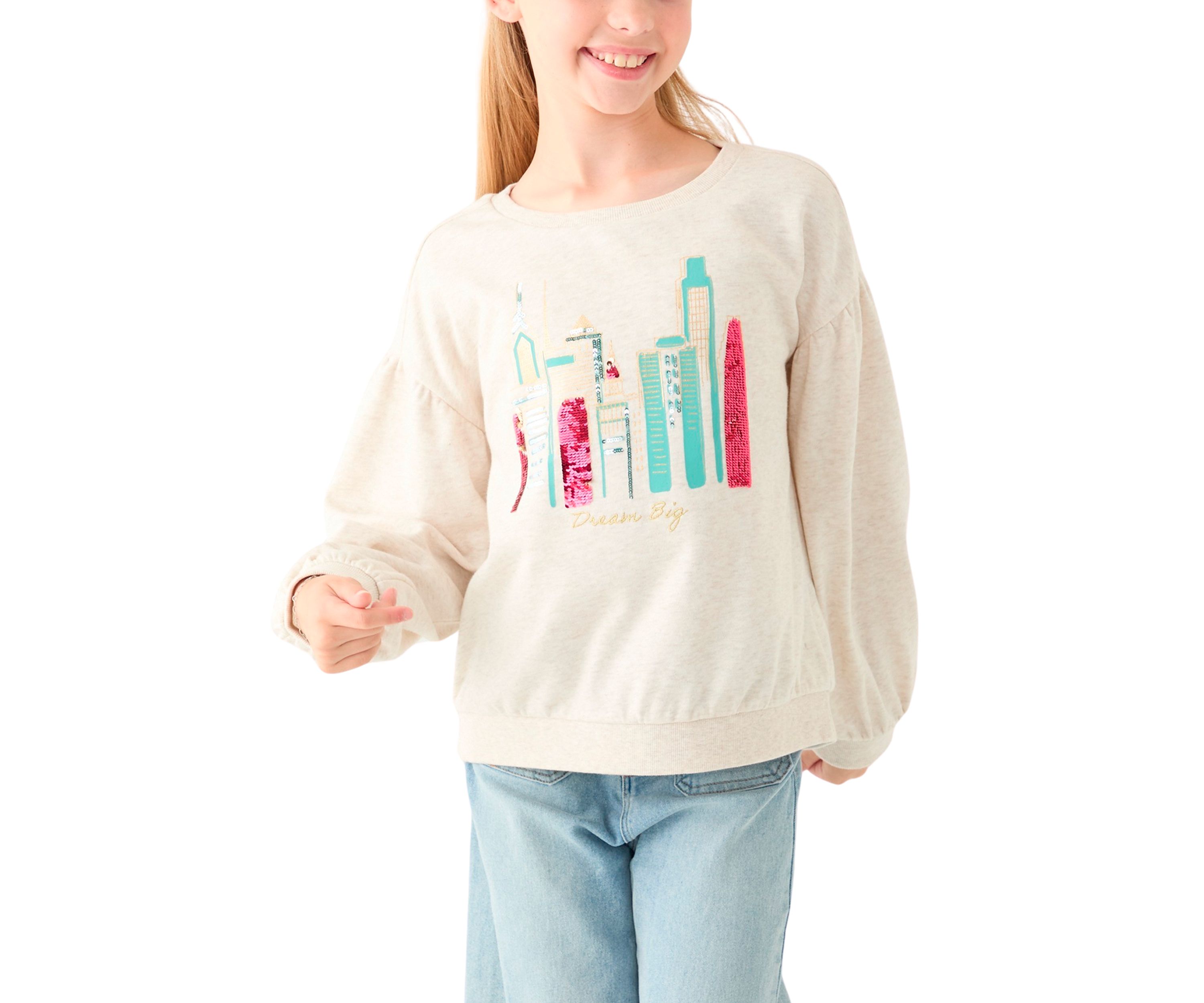 Girls 7-16 Puff Sleeve Sweatshirt