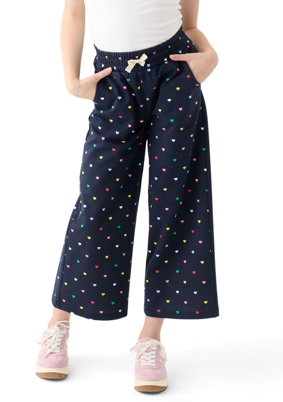 Girls 7-16 French Terry Cropped Printed Pants