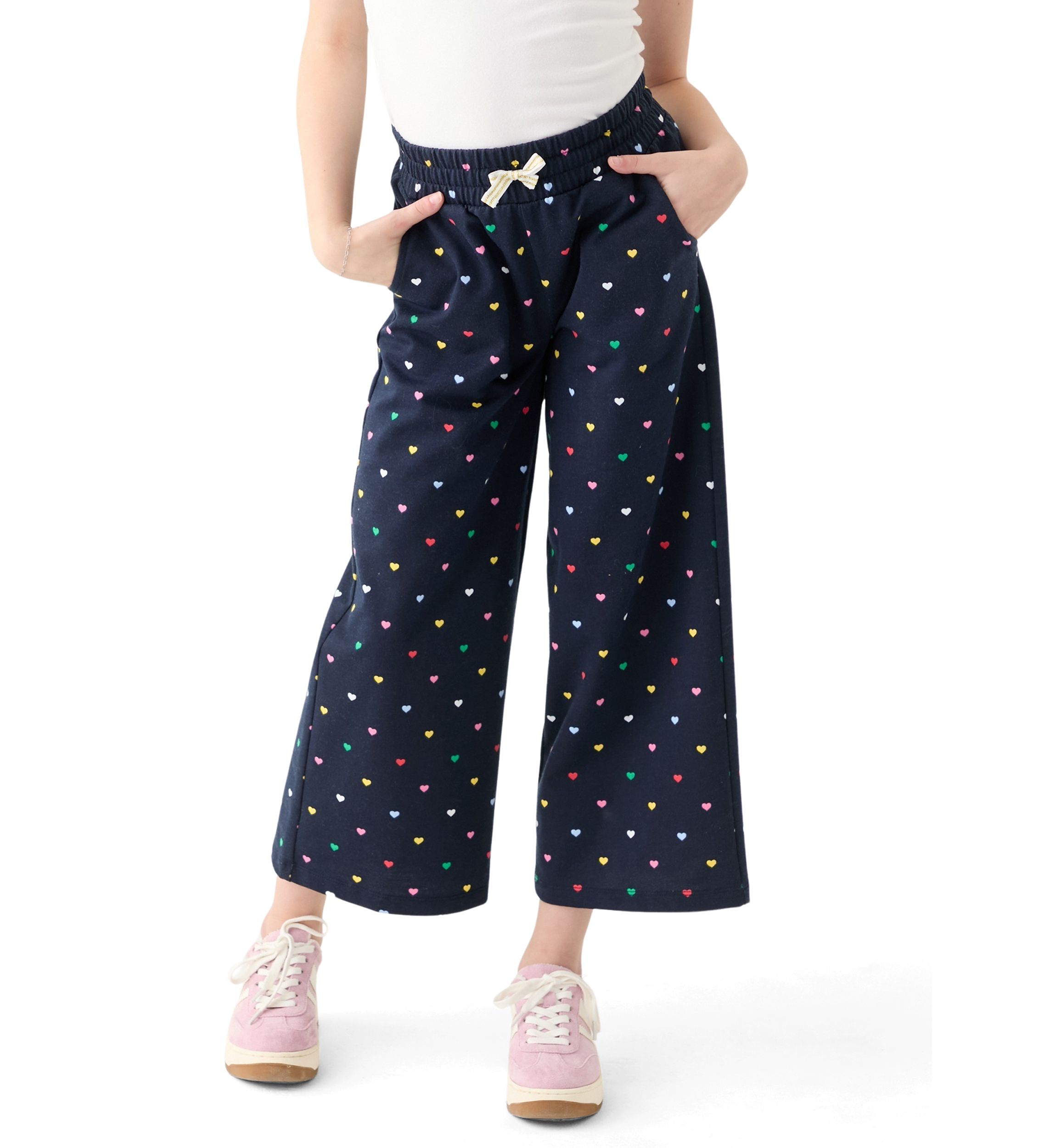 Girls 7-16 French Terry Cropped Printed Pants