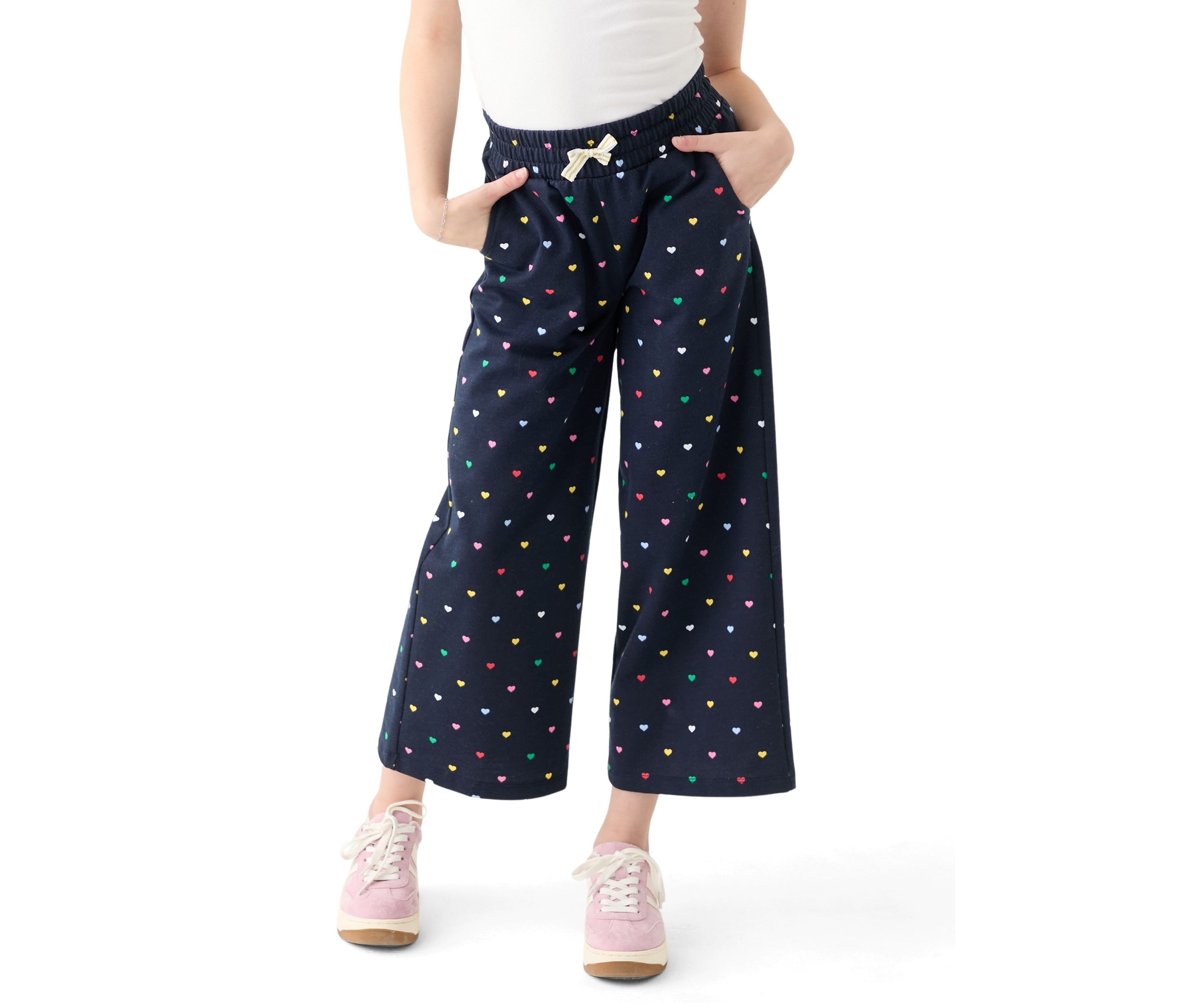 Girls 7-16 French Terry Cropped Printed Pants