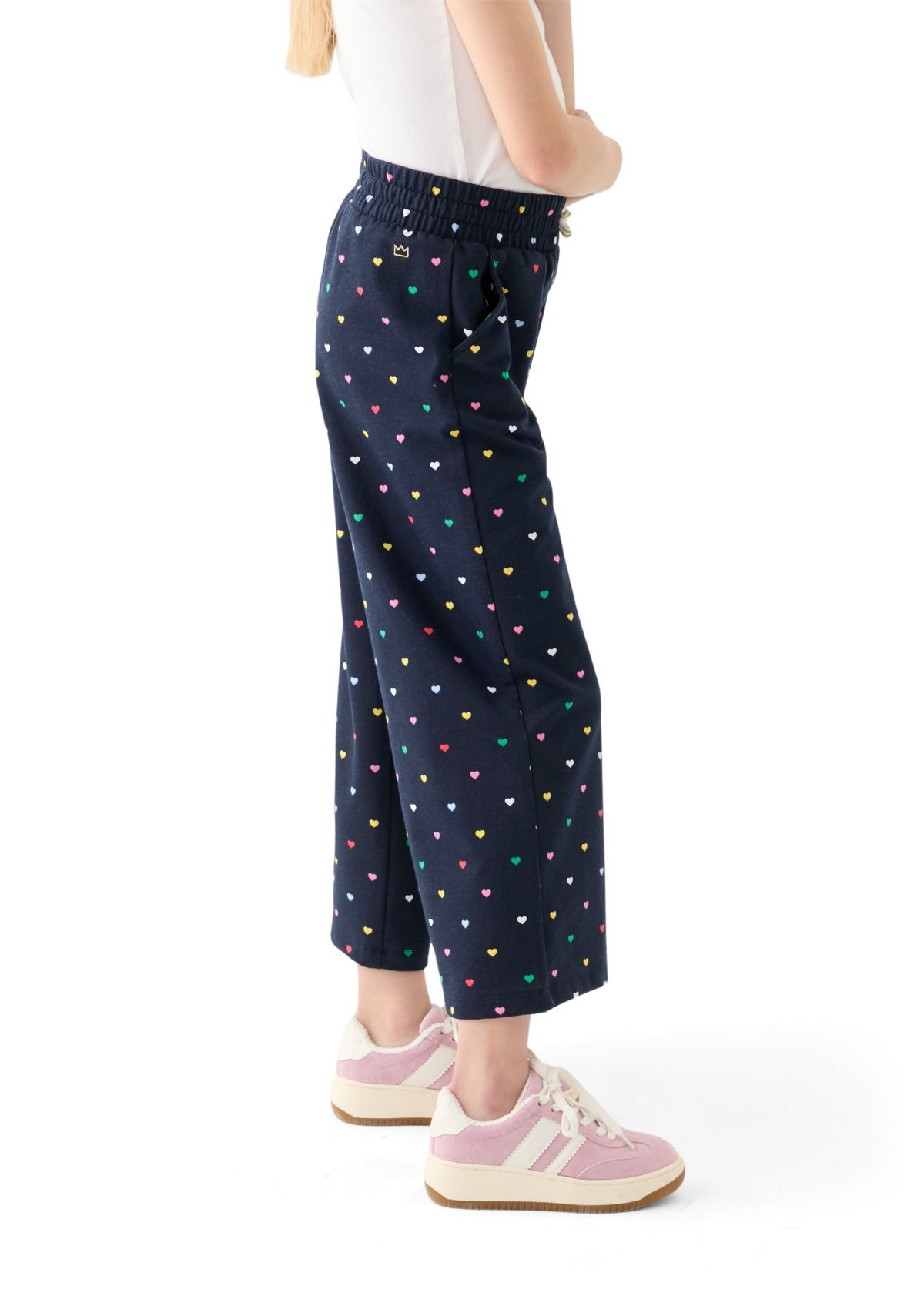 Girls 7-16 French Terry Cropped Printed Pants