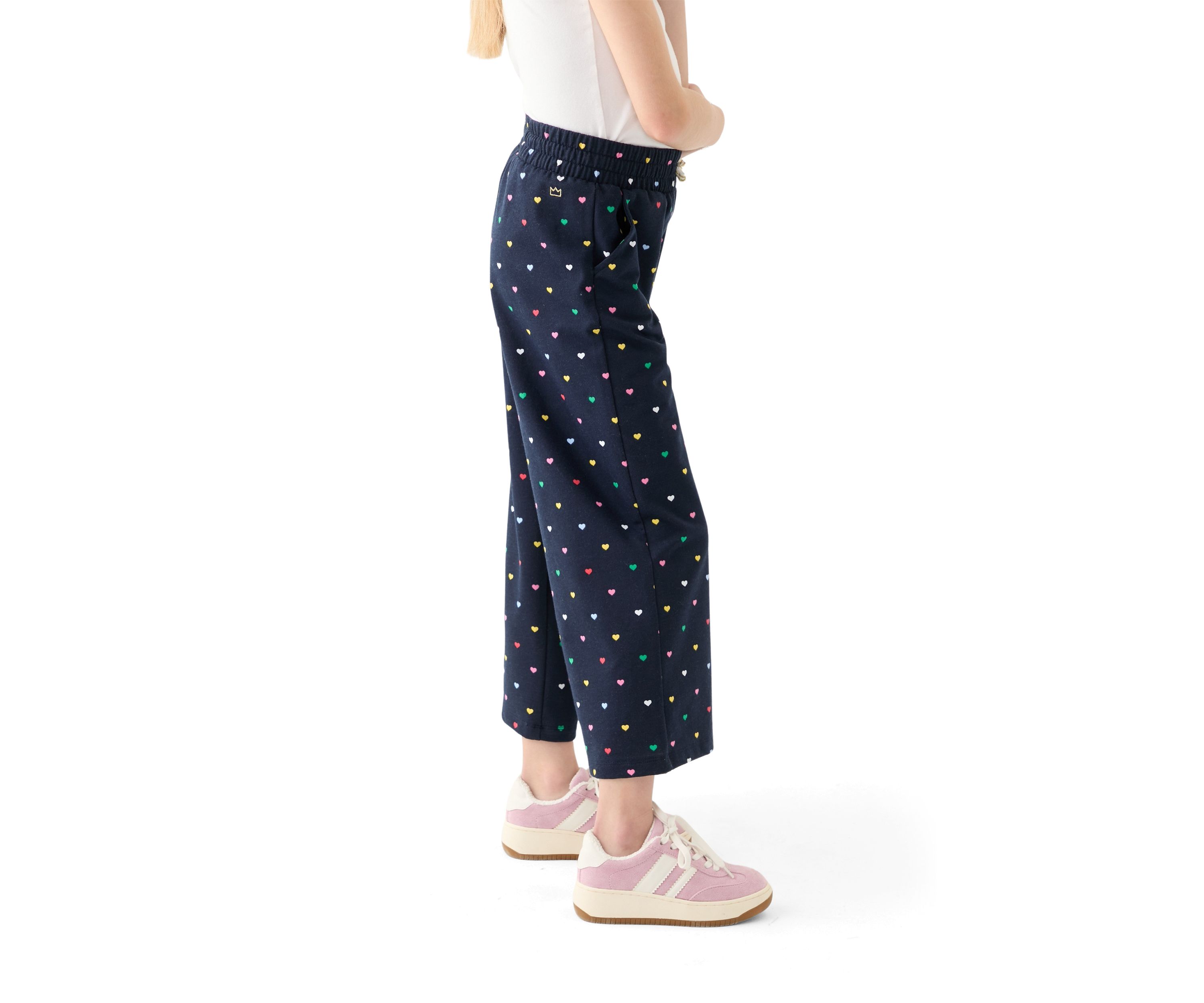 Girls 7-16 French Terry Cropped Printed Pants