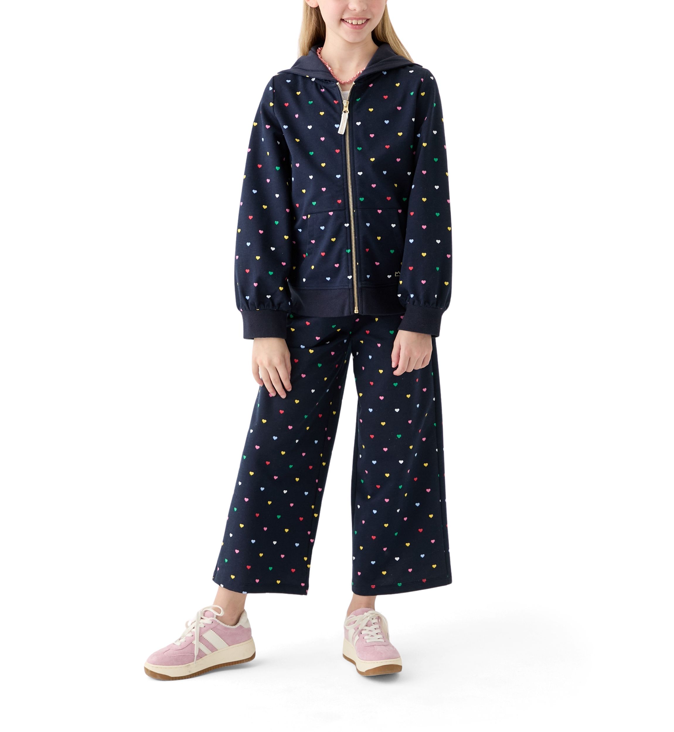 Girls 7-16 French Terry Cropped Printed Pants