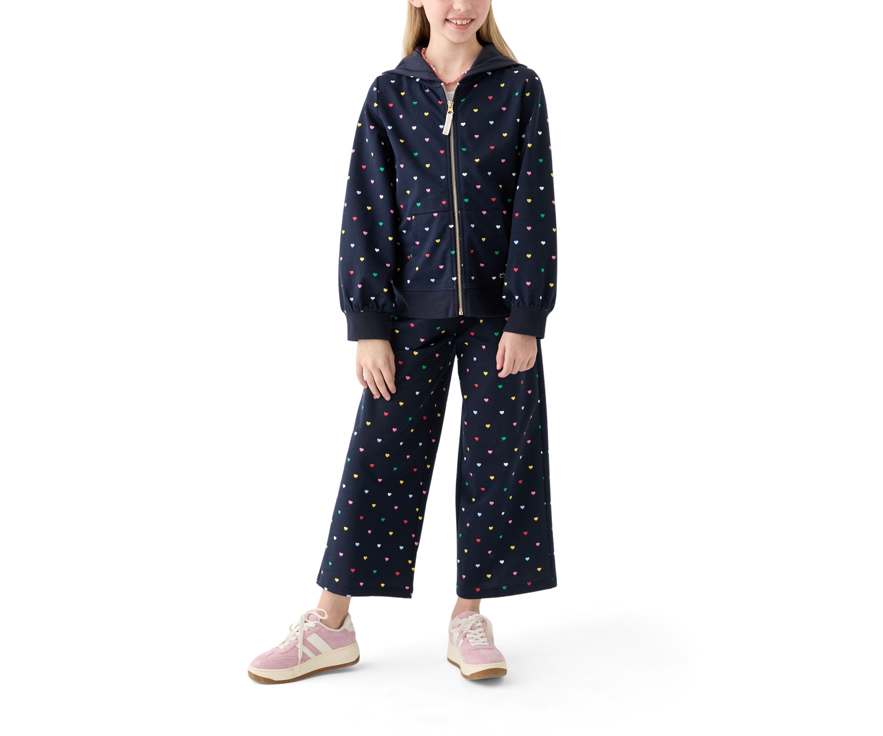 Girls 7-16 French Terry Cropped Printed Pants