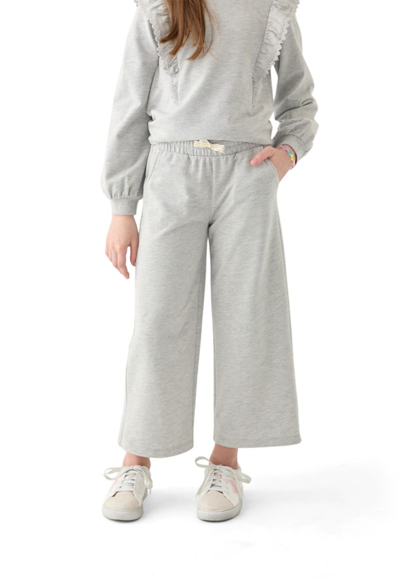 Girls 7-16 French Terry Cropped Wide Leg Heather Pants