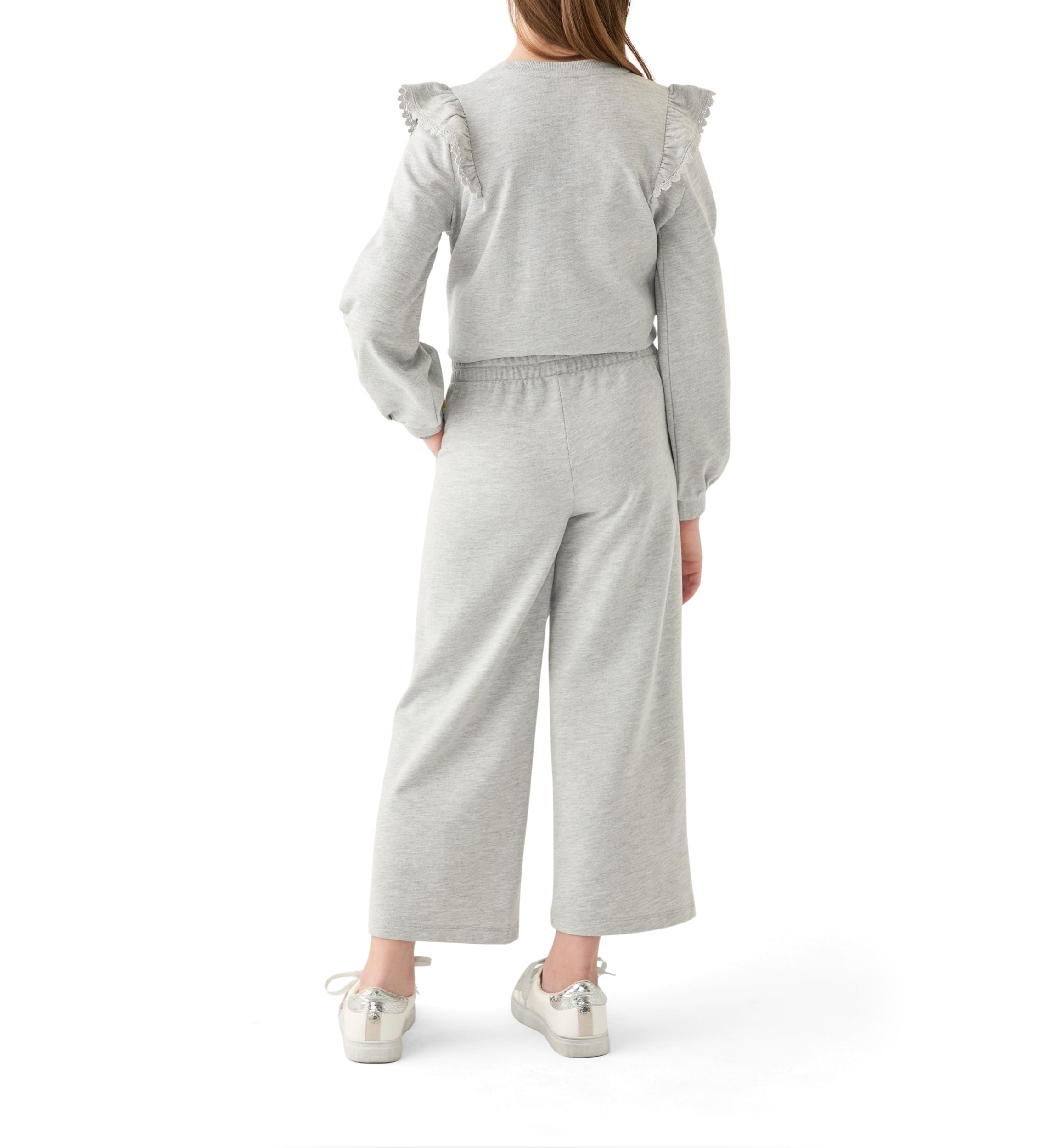 Girls 7-16 French Terry Cropped Wide Leg Heather Pants