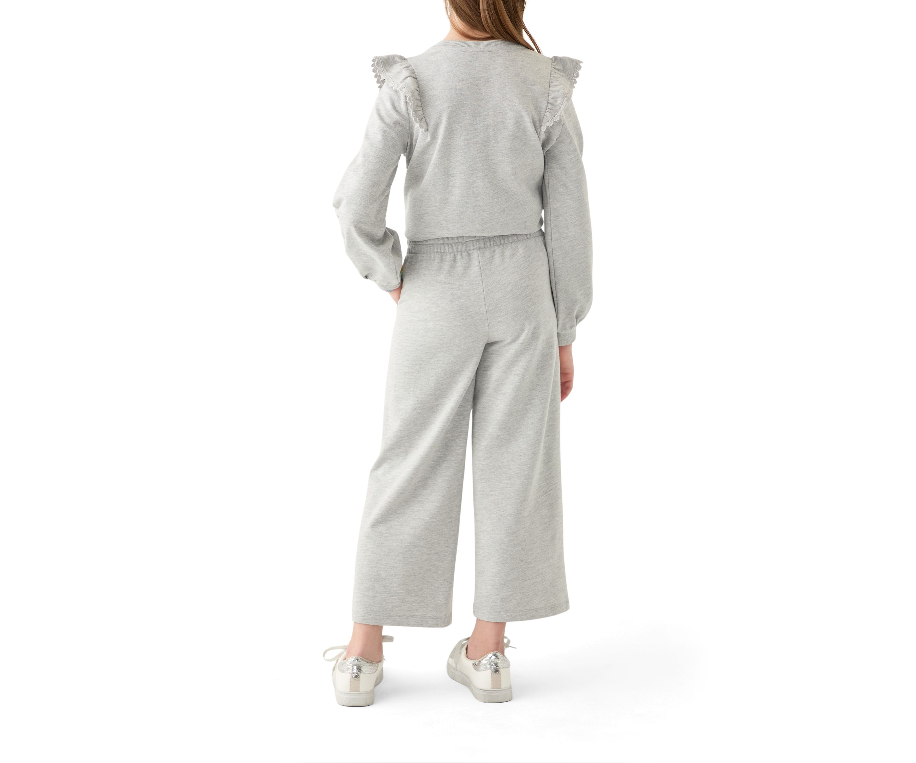 Girls 7-16 French Terry Cropped Wide Leg Heather Pants
