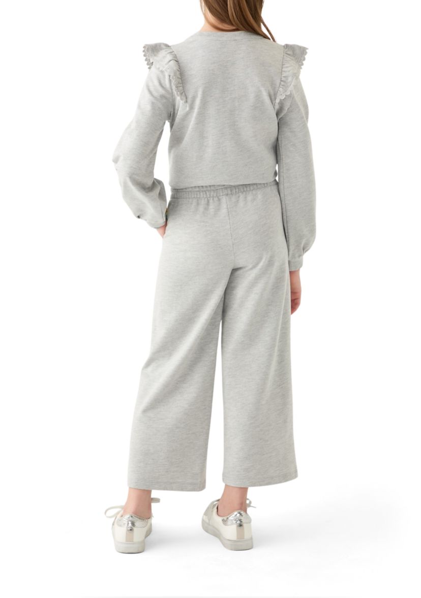 Girls 7-16 French Terry Cropped Wide Leg Heather Pants