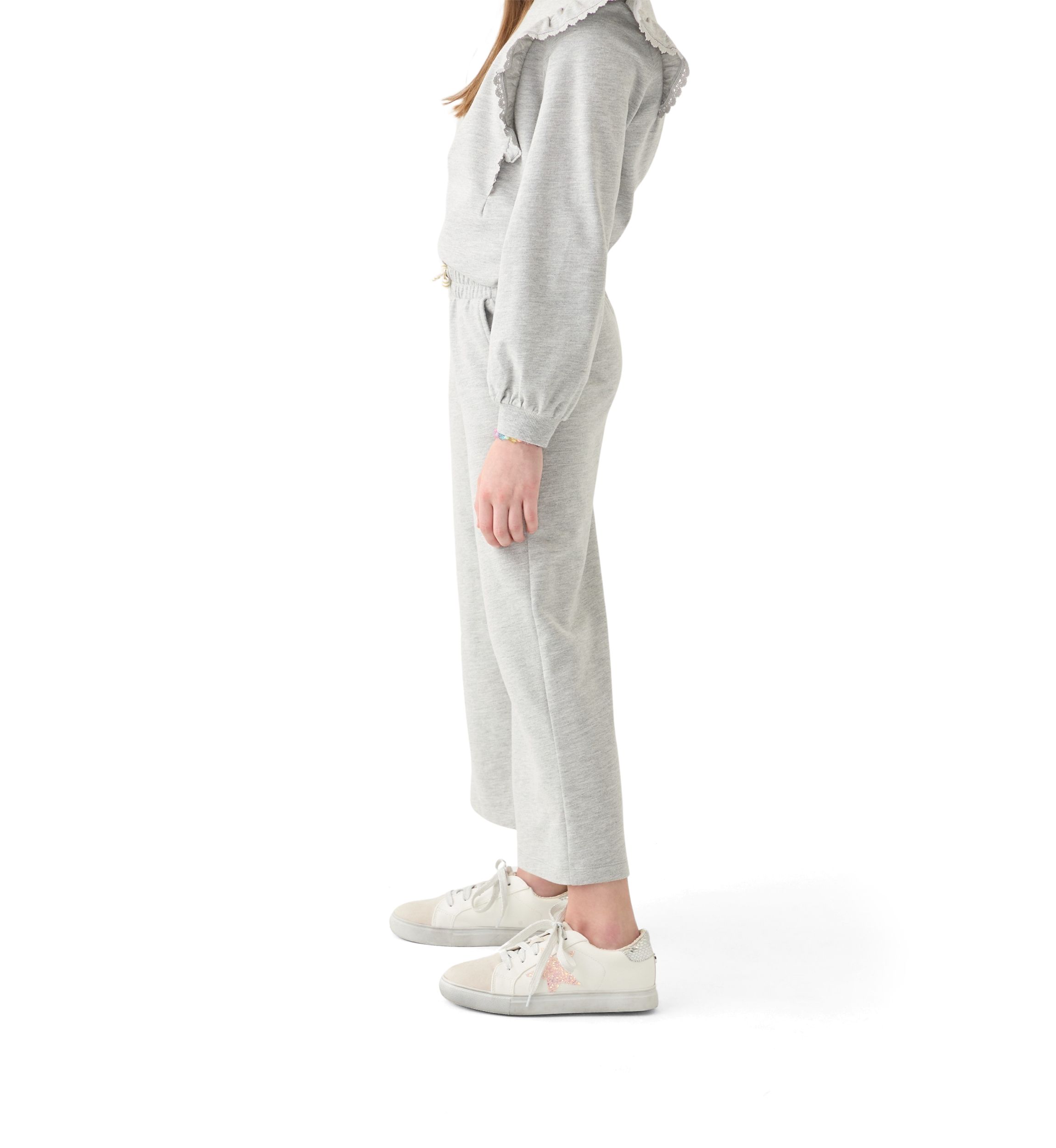 Girls 7-16 French Terry Cropped Wide Leg Heather Pants
