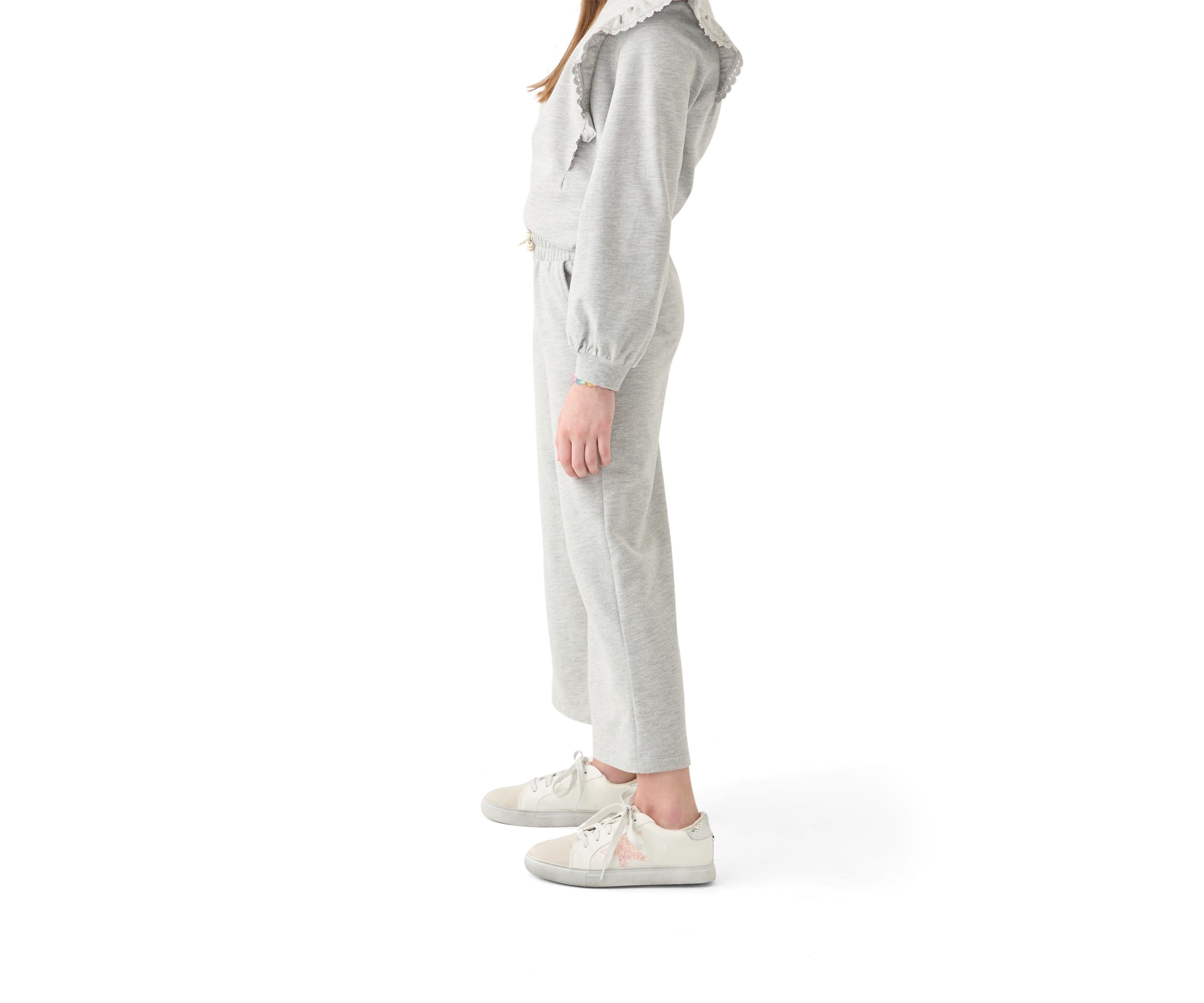 Girls 7-16 French Terry Cropped Wide Leg Heather Pants