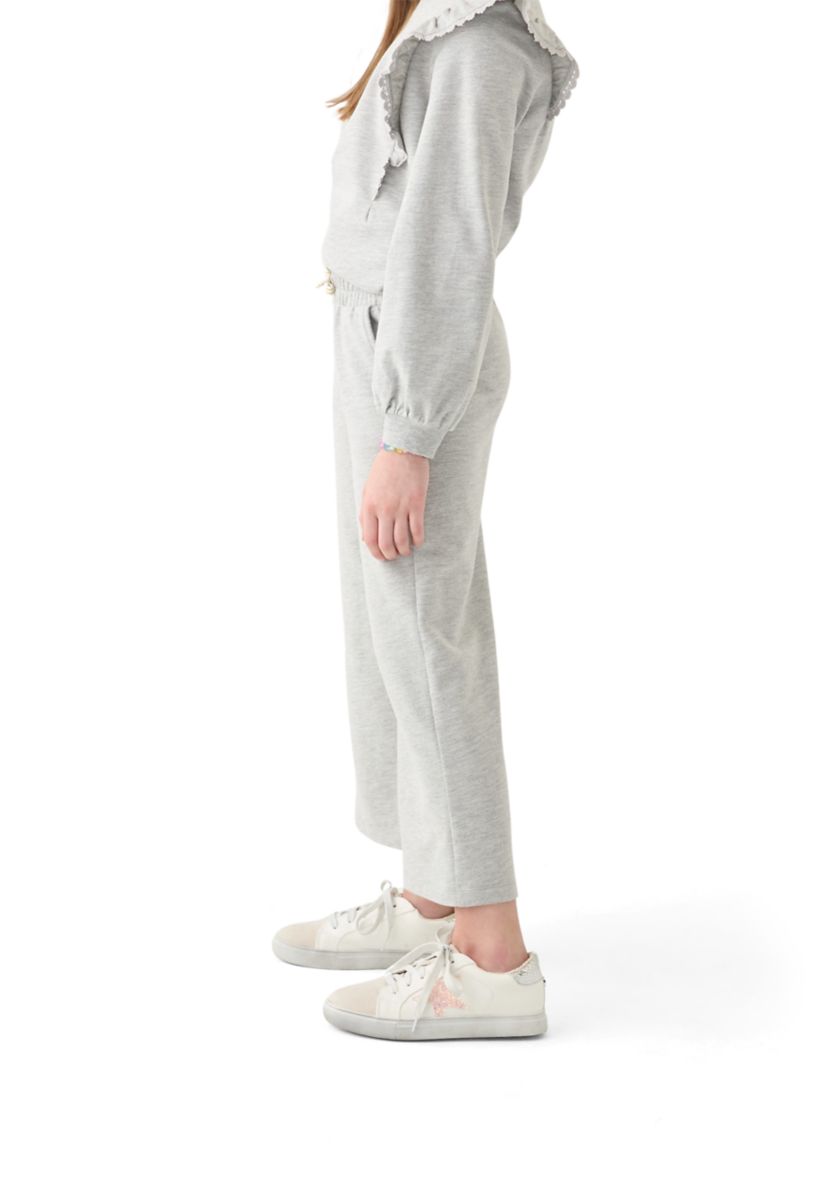 Girls 7-16 French Terry Cropped Wide Leg Heather Pants