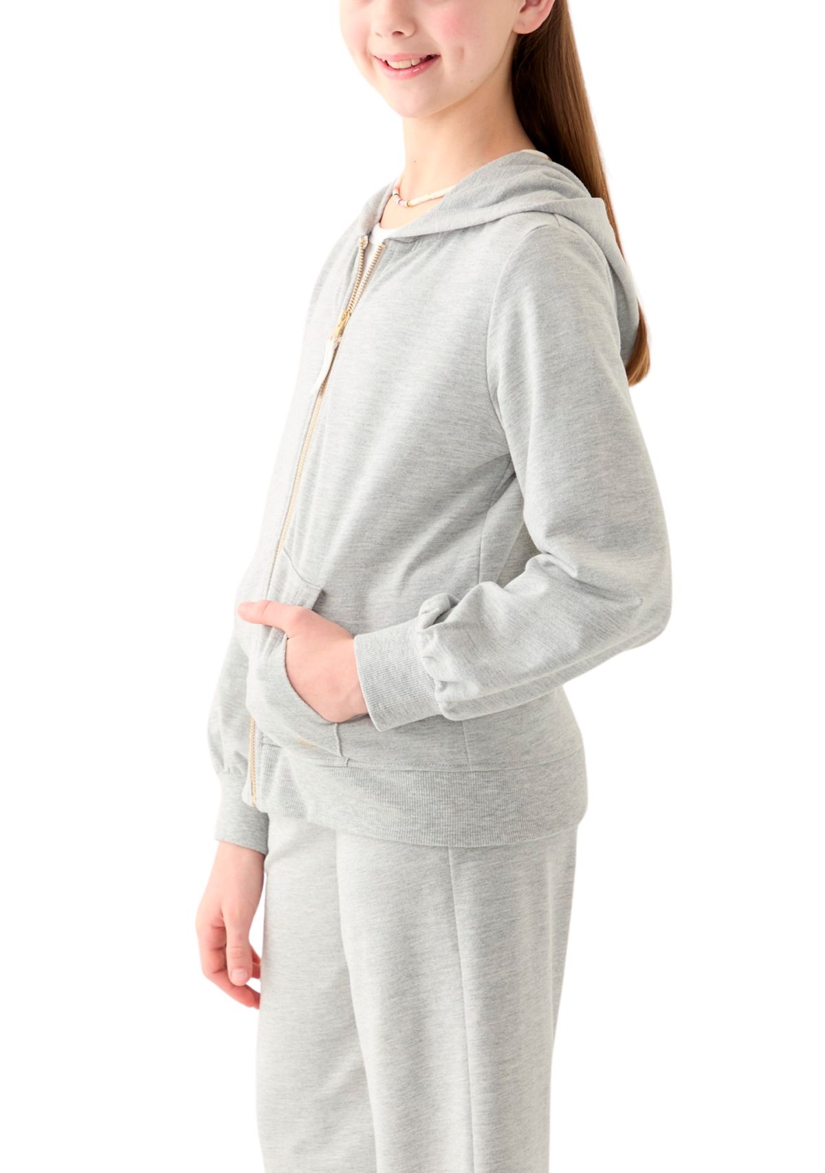 Girls 7-16 French Terry Zip Heather Hoodie