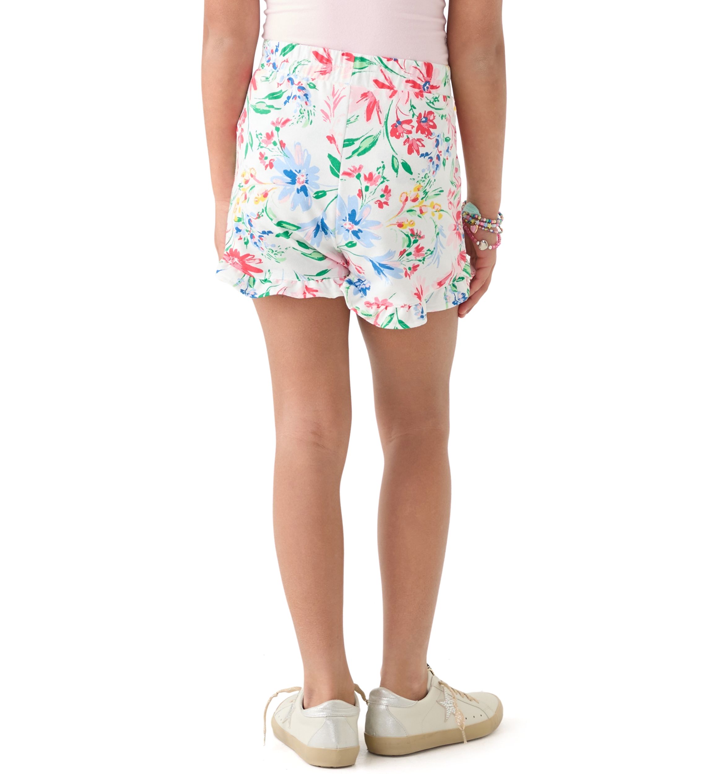 Girls 7-16 Knit Pull On Ruffle Printed Shorts