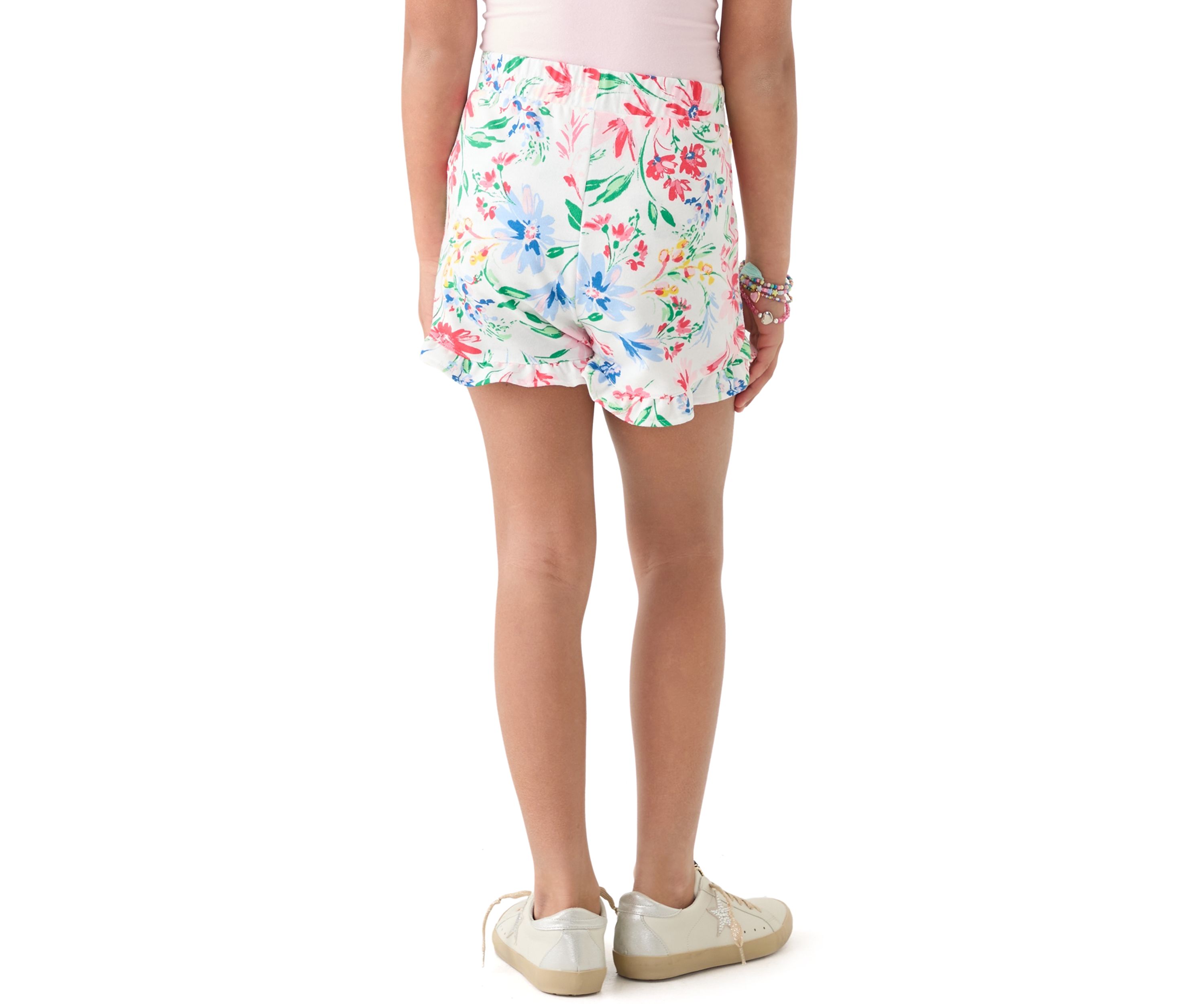 Girls 7-16 Knit Pull On Ruffle Printed Shorts