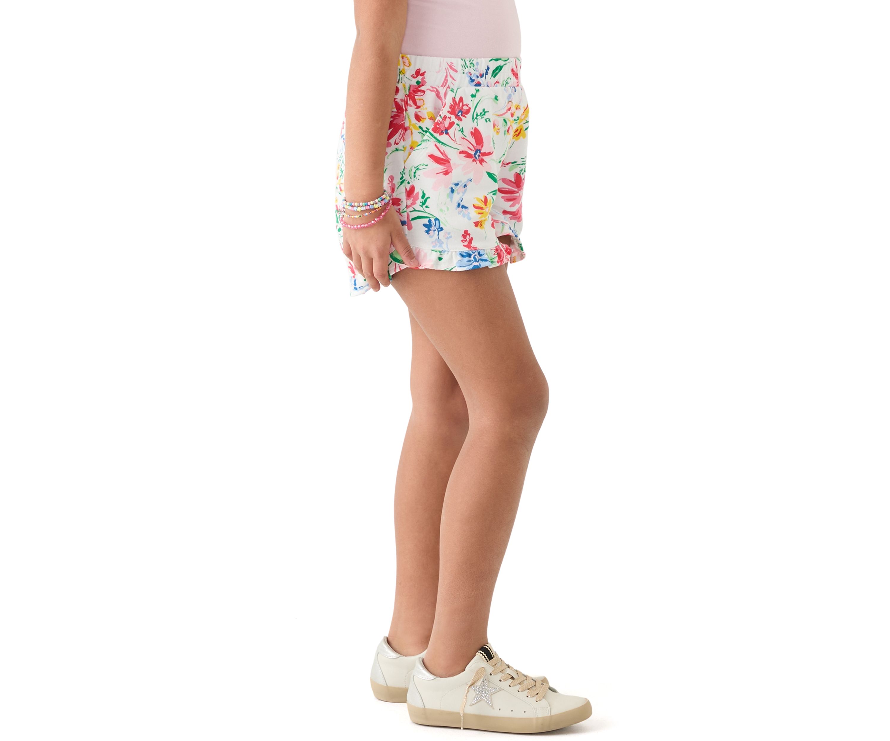 Girls 7-16 Knit Pull On Ruffle Printed Shorts