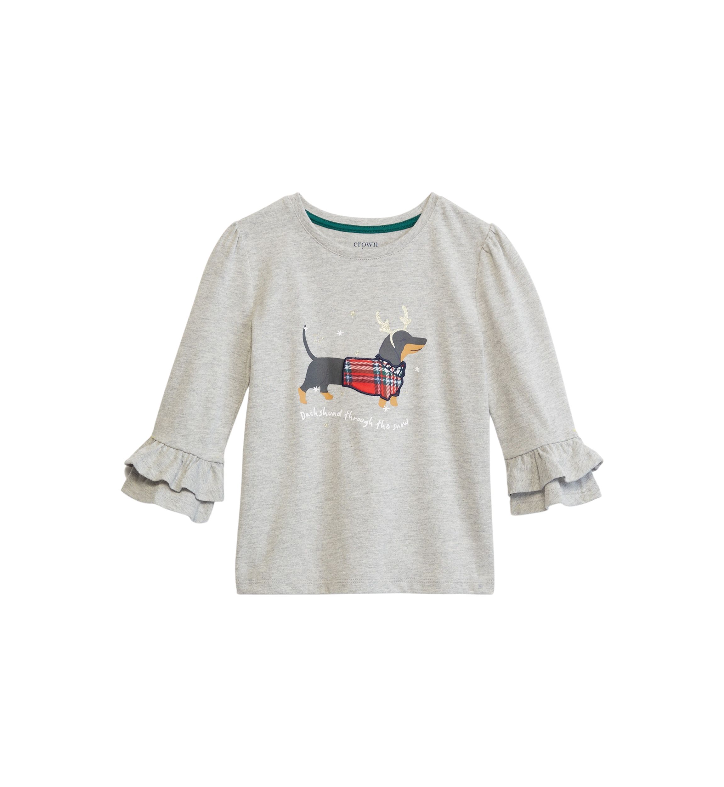 Girls 4-6x Ruffle Graphic Heather Top