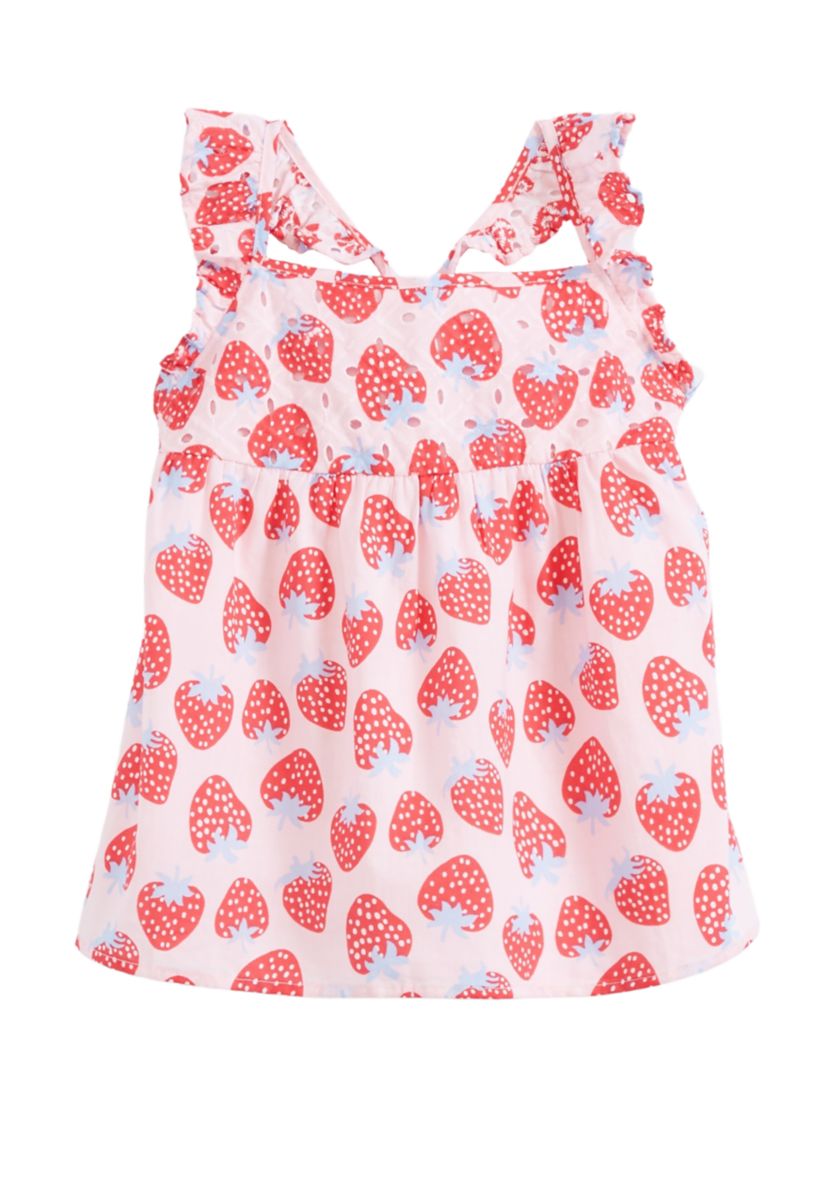 Girls 4-6x Woven Printed Flutter Sleeve Tank Top