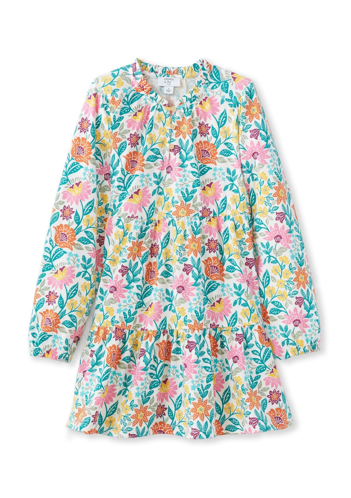 Girls 4-6x Blouson Sleeve Printed Sundress