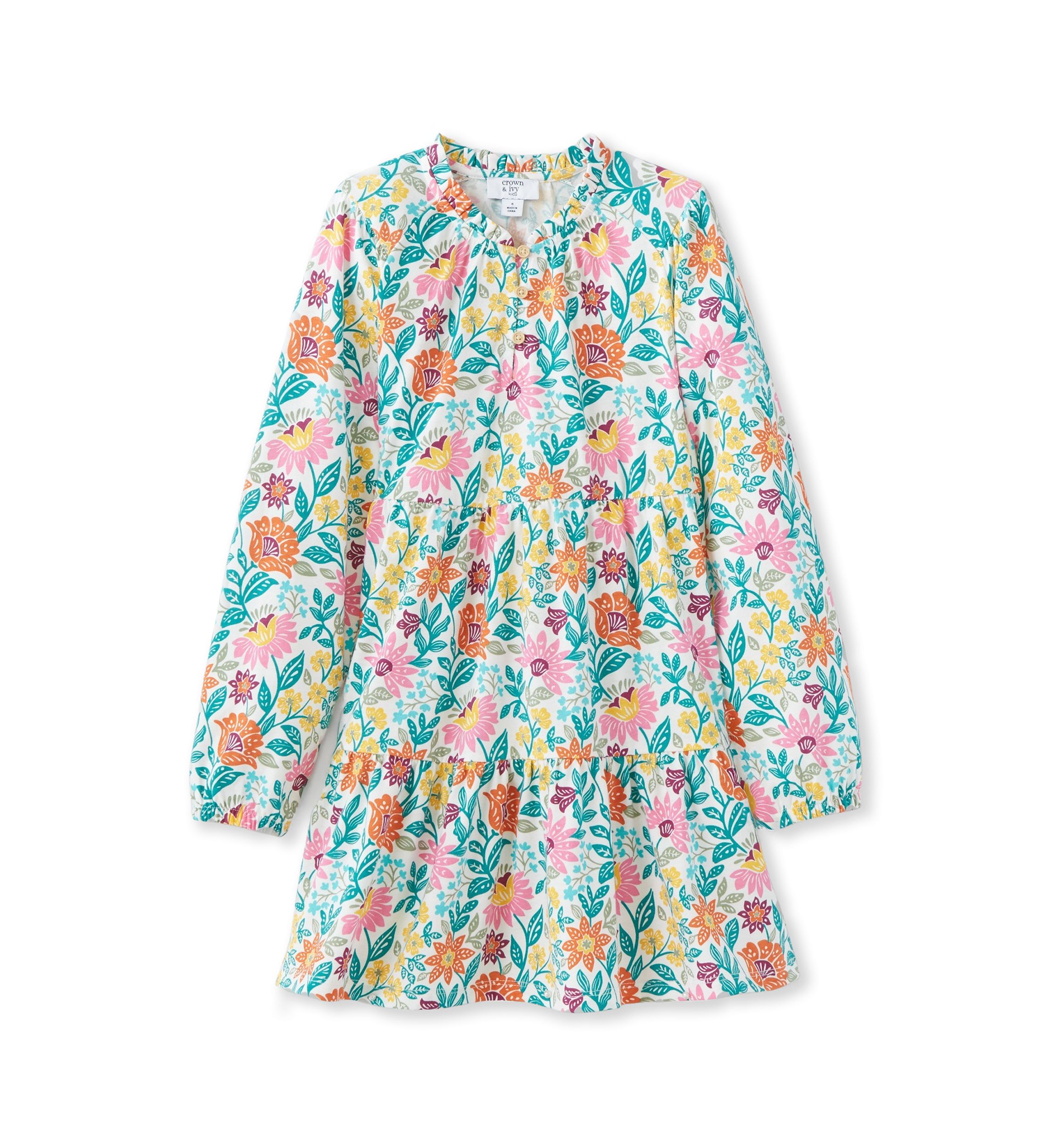 Girls 4-6x Blouson Sleeve Printed Sundress