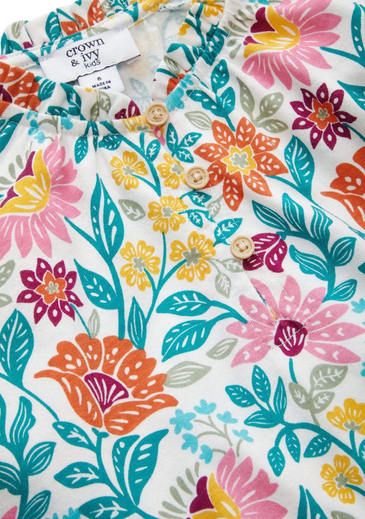 Girls 4-6x Blouson Sleeve Printed Sundress