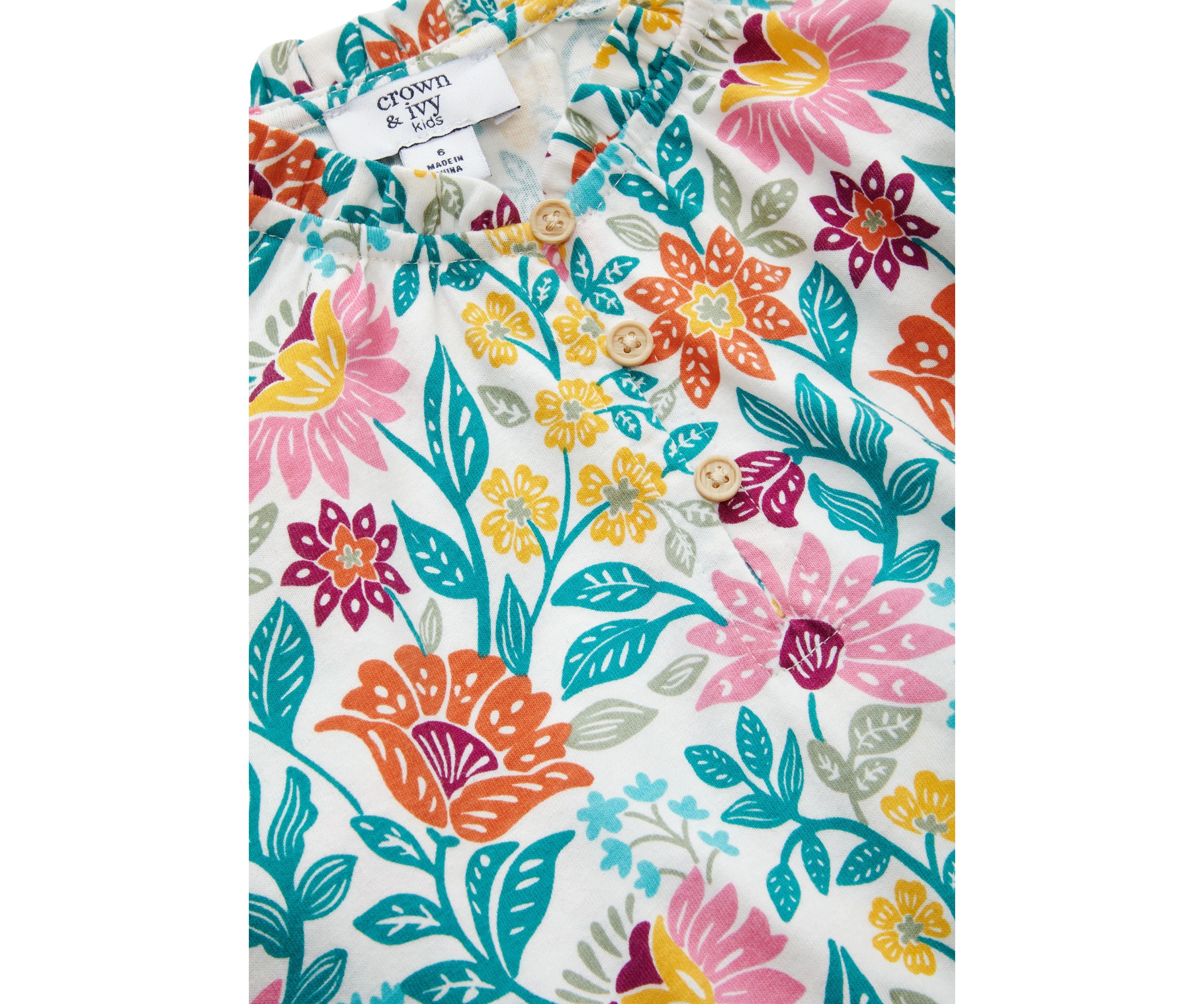 Girls 4-6x Blouson Sleeve Printed Sundress