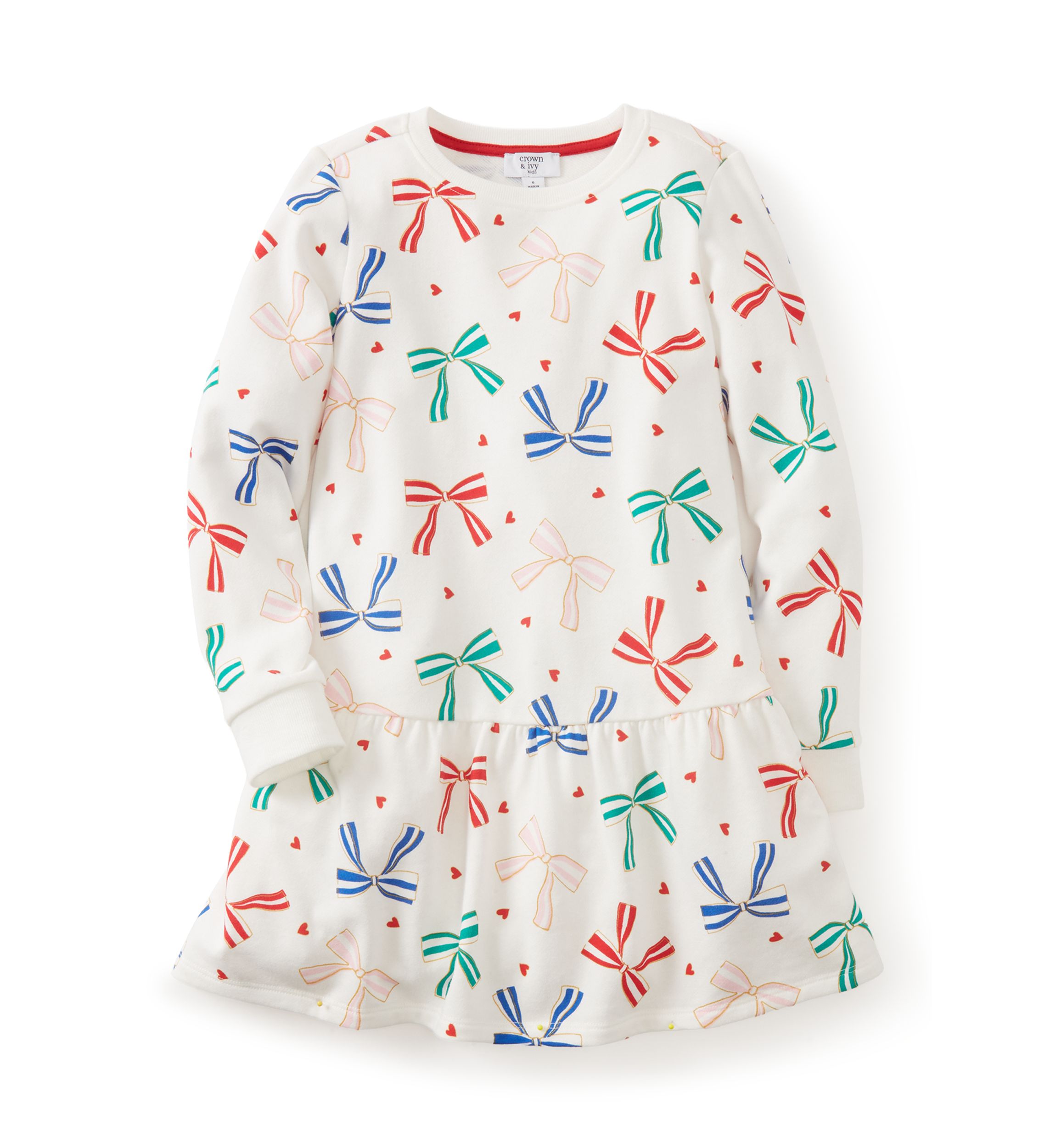 Girls 4-6x Bow Print Dress