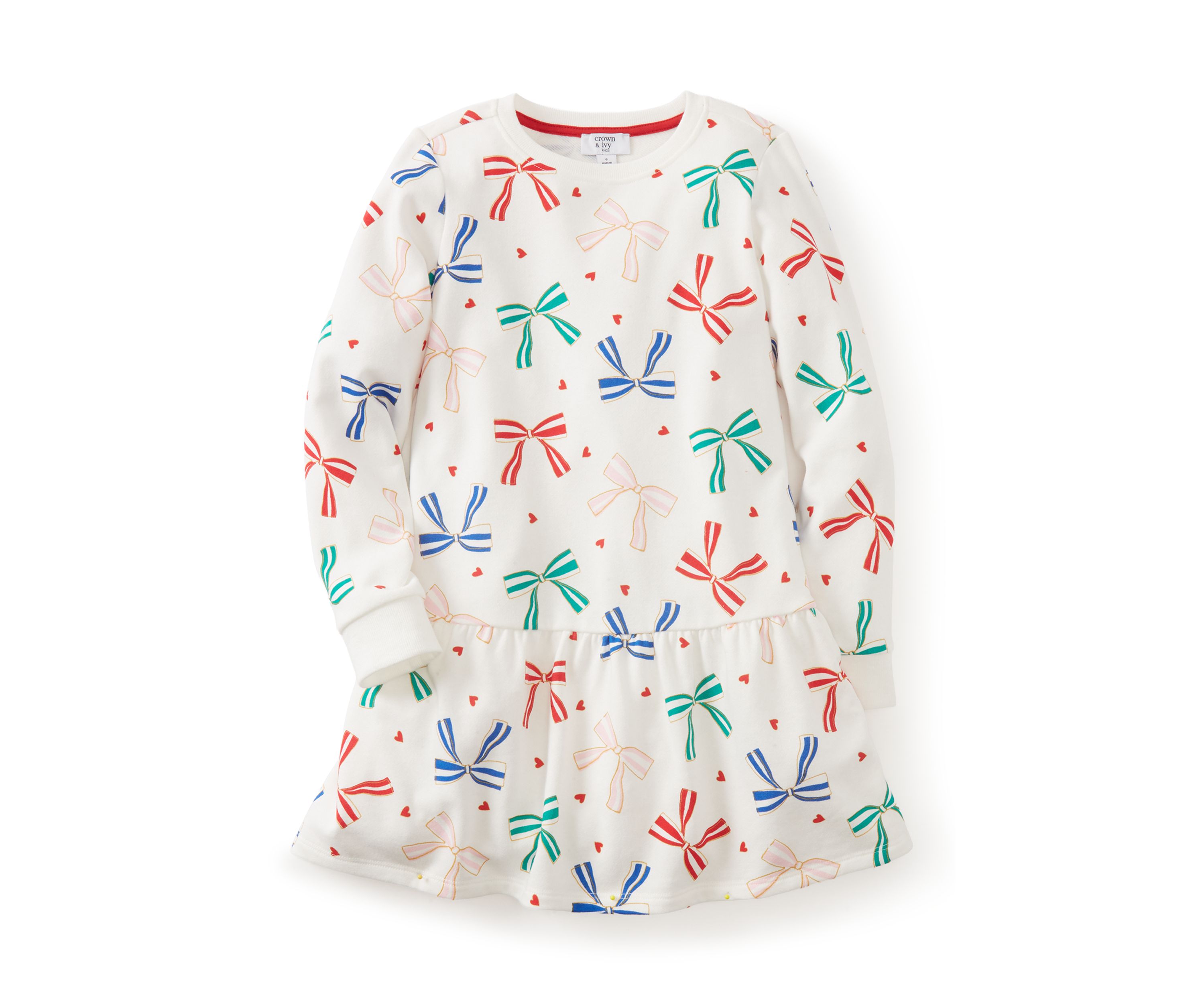 Girls 4-6x Bow Print Dress