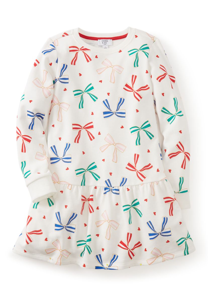 Girls 4-6x Bow Print Dress