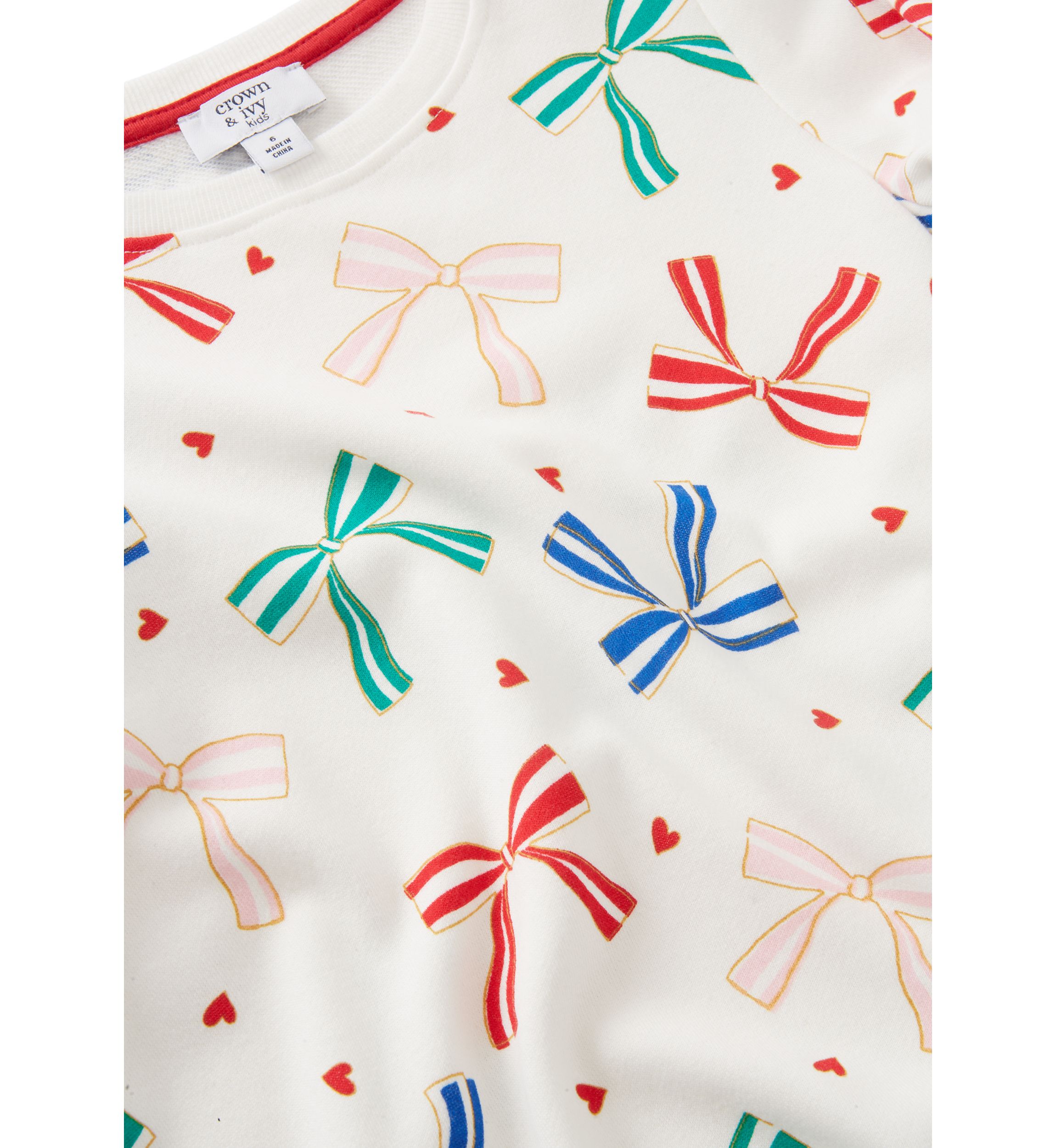 Girls 4-6x Bow Print Dress