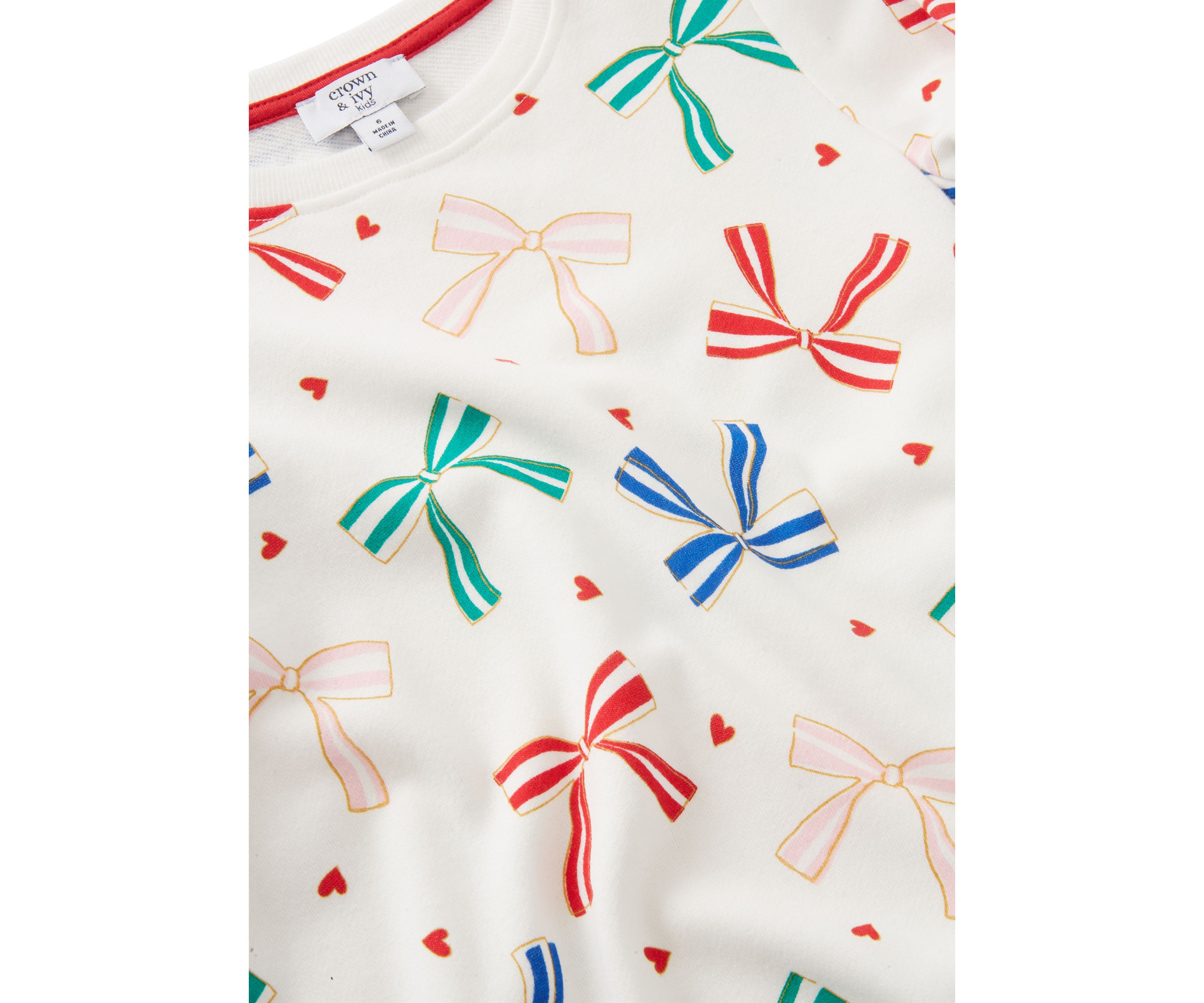 Girls 4-6x Bow Print Dress