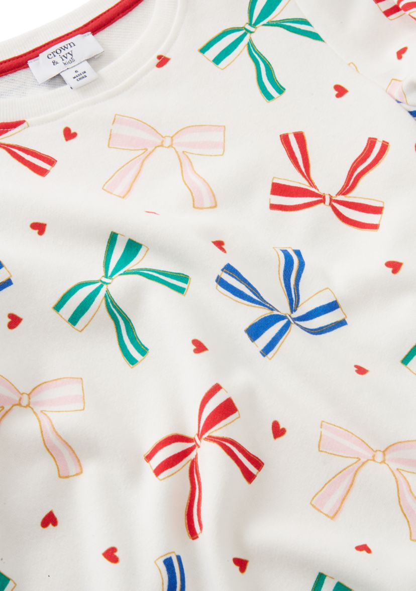 Girls 4-6x Bow Print Dress