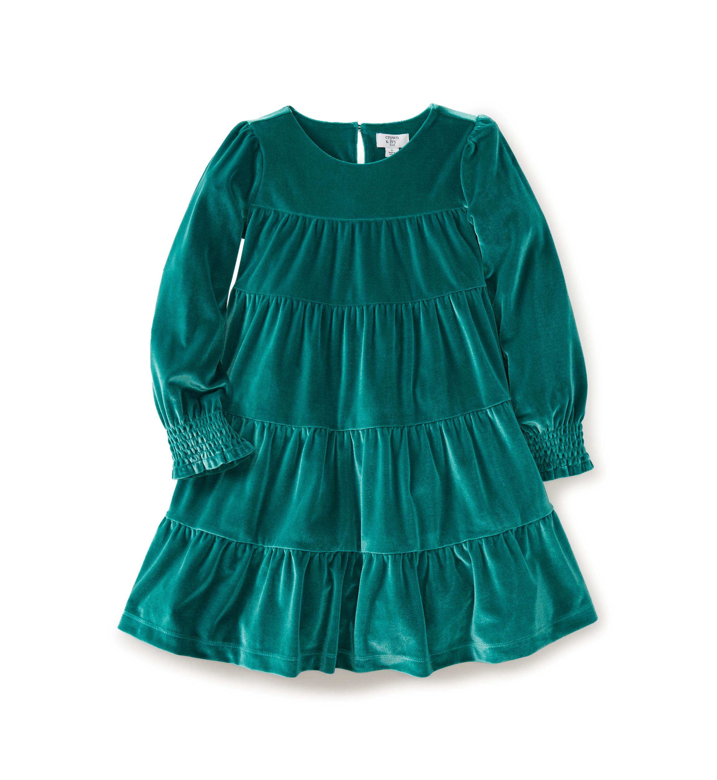 Girls 4-6x Tiered Velvet Dress