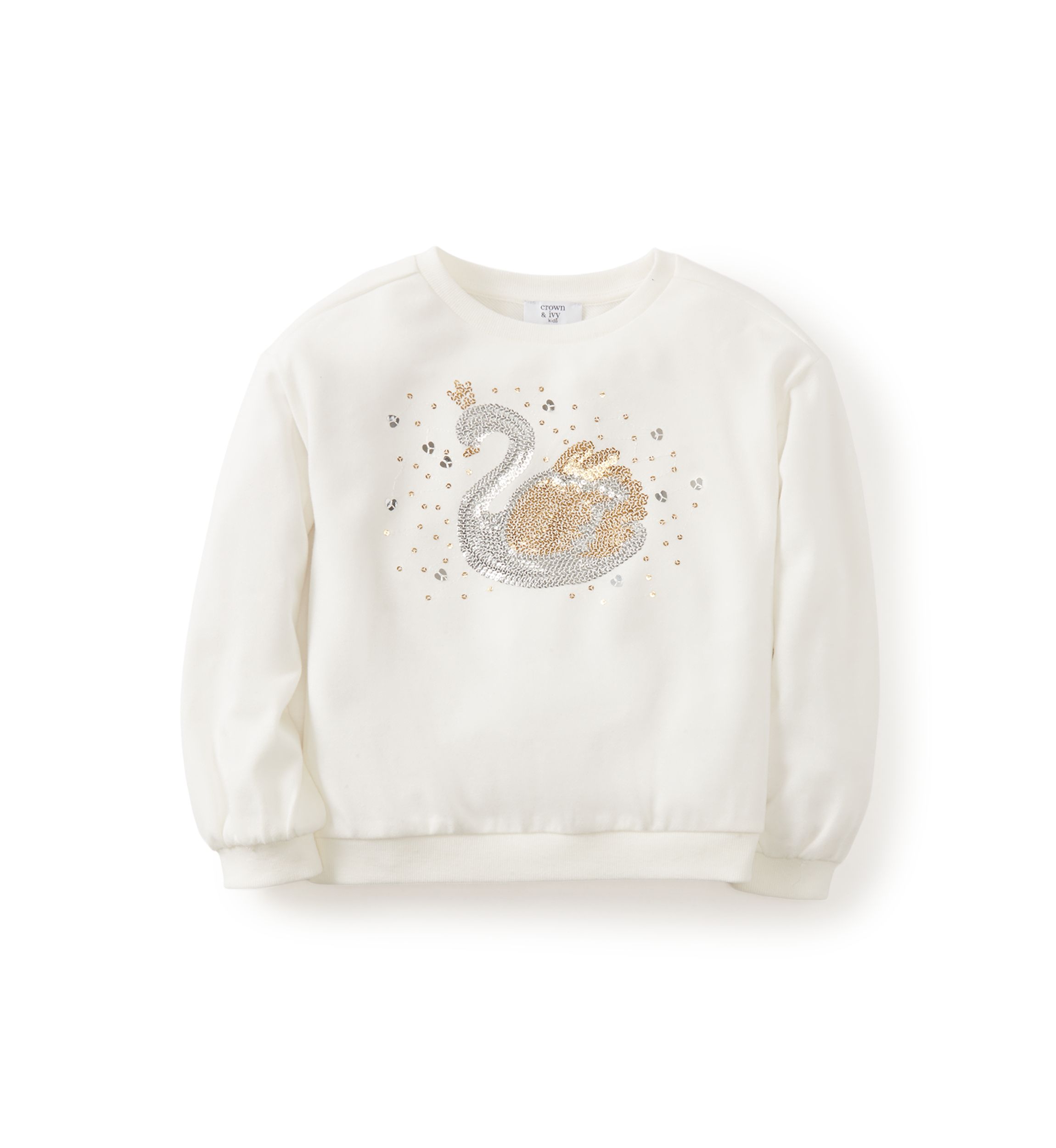 Girls 4-6x Rhinestone Swan Embellished Top 