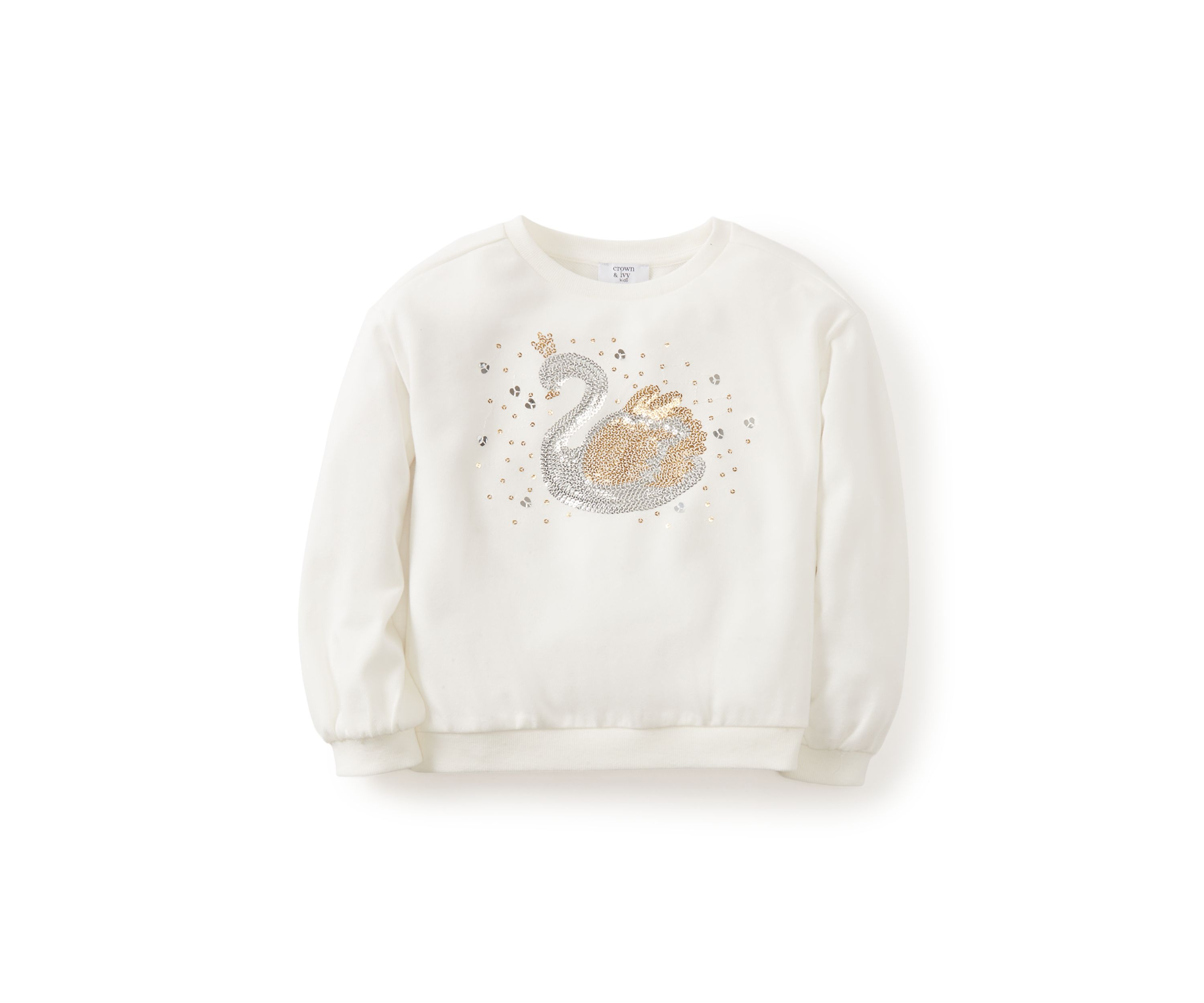 Girls 4-6x Rhinestone Swan Embellished Top 