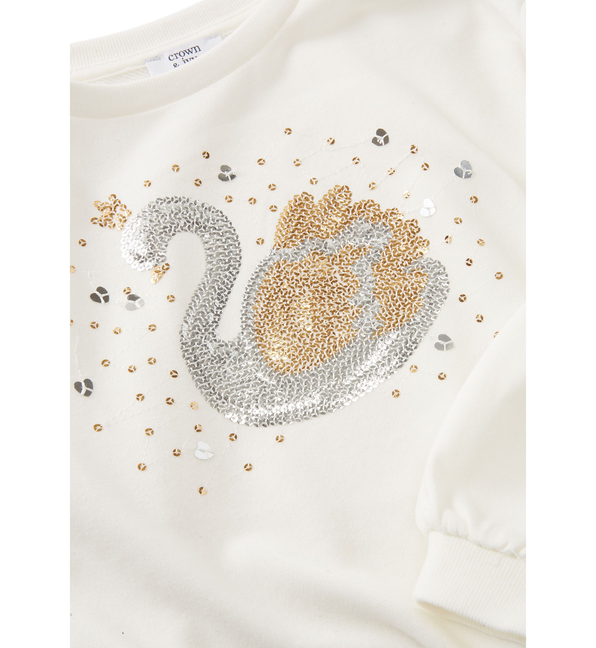 Girls 4-6x Rhinestone Swan Embellished Top 