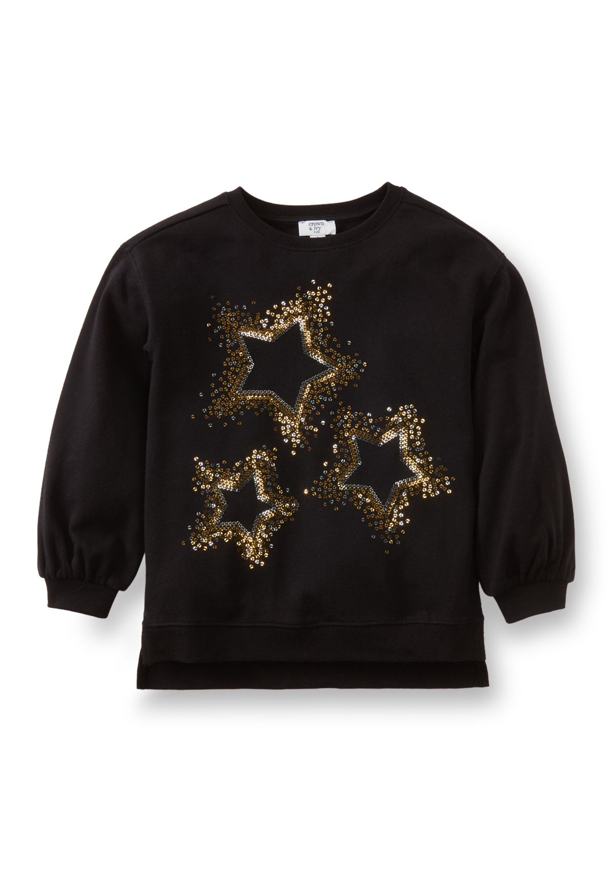 Girls 4-6x French Terry Sequin Star Sweeper Top