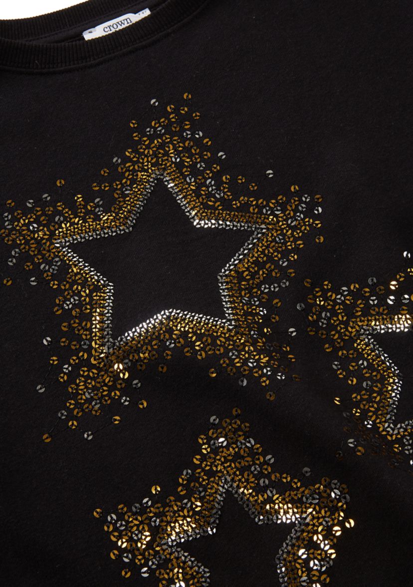 Girls 4-6x French Terry Sequin Star Sweeper Top
