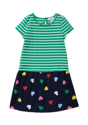 Crown & Ivy Girls 4-6x 2fer Knit Dress, Navy Blue, 5