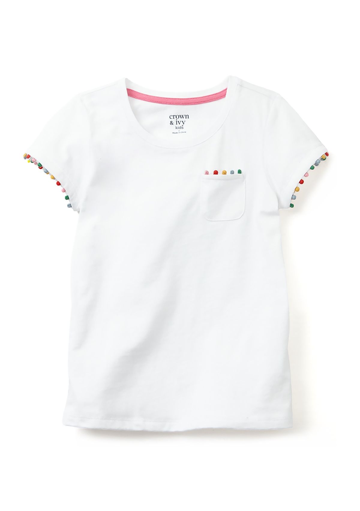 Girls 4-6x Pom Pom Trim Top