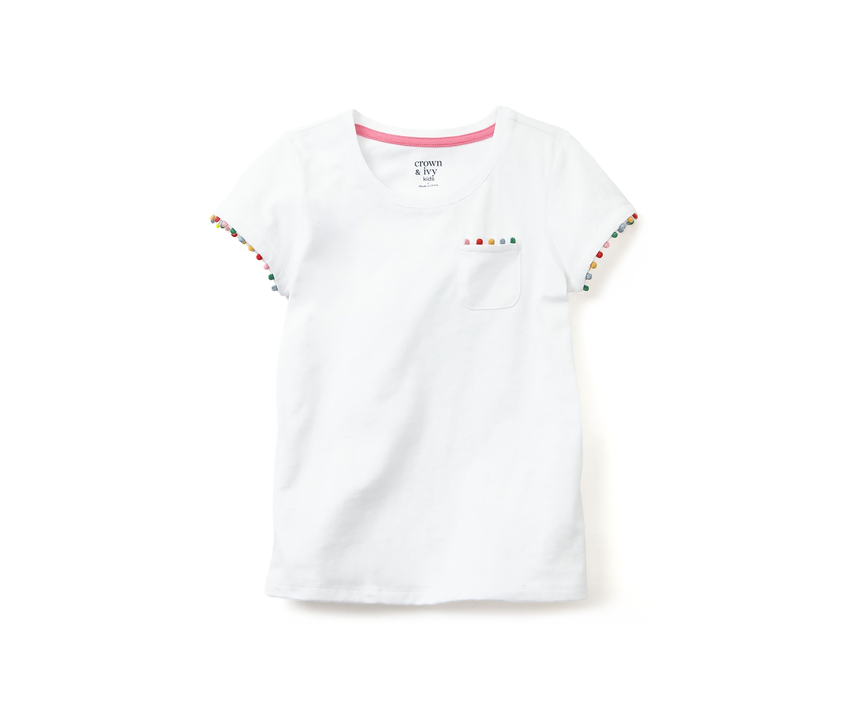 Girls 4-6x Pom Pom Trim Top