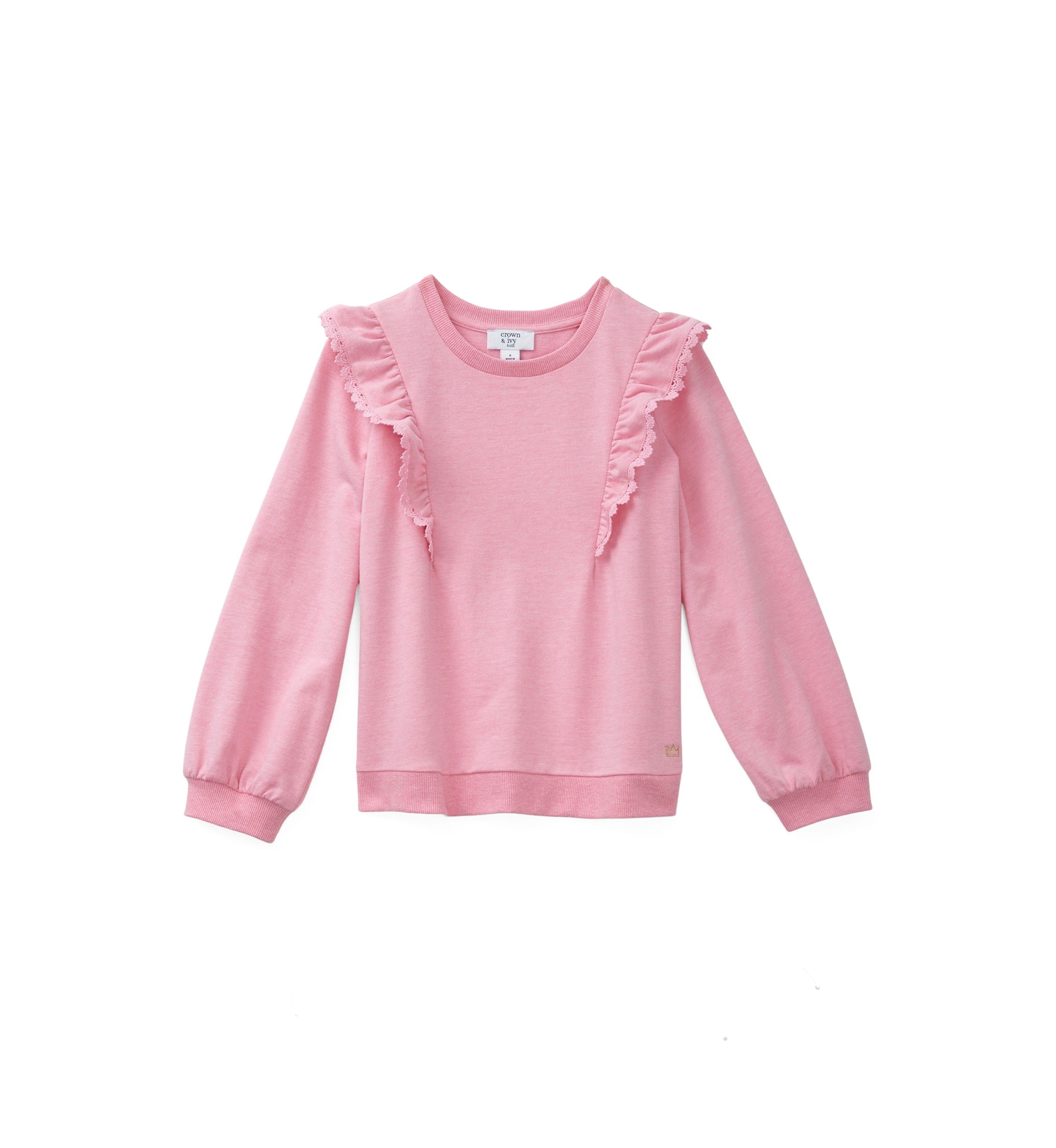 Girls 4-6x Long Sleeve Ruffle Front Sweatshirt 