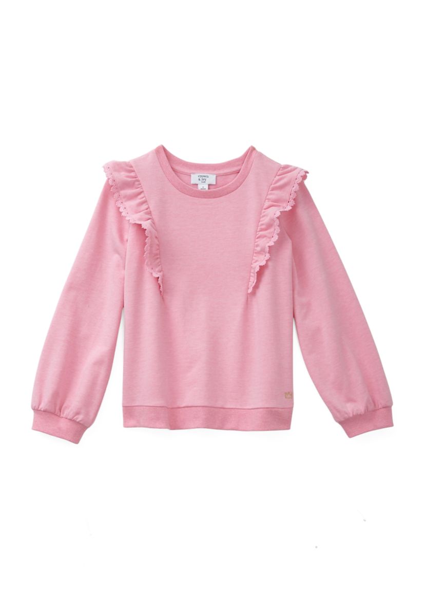 Girls 4-6x Long Sleeve Ruffle Front Sweatshirt 